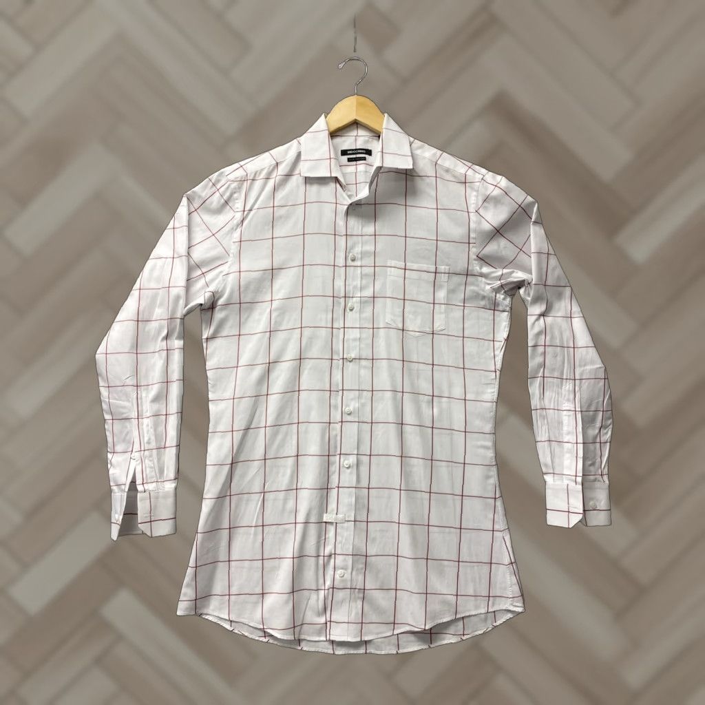 Vintage Indochino Slim Fit Button-Up Shirt Mens White Red Check Long Sleeve L 42" Casual Preppy Size US L / EU 52-54 / 3 - 1 Thumbnail