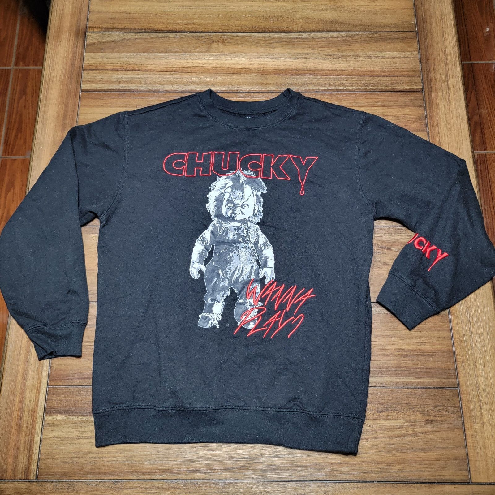 Other Chucky Unisex LS Sweatshirt "Wanna Play?" - Size Medium Size US M / EU 48-50 / 2 - 1 Thumbnail