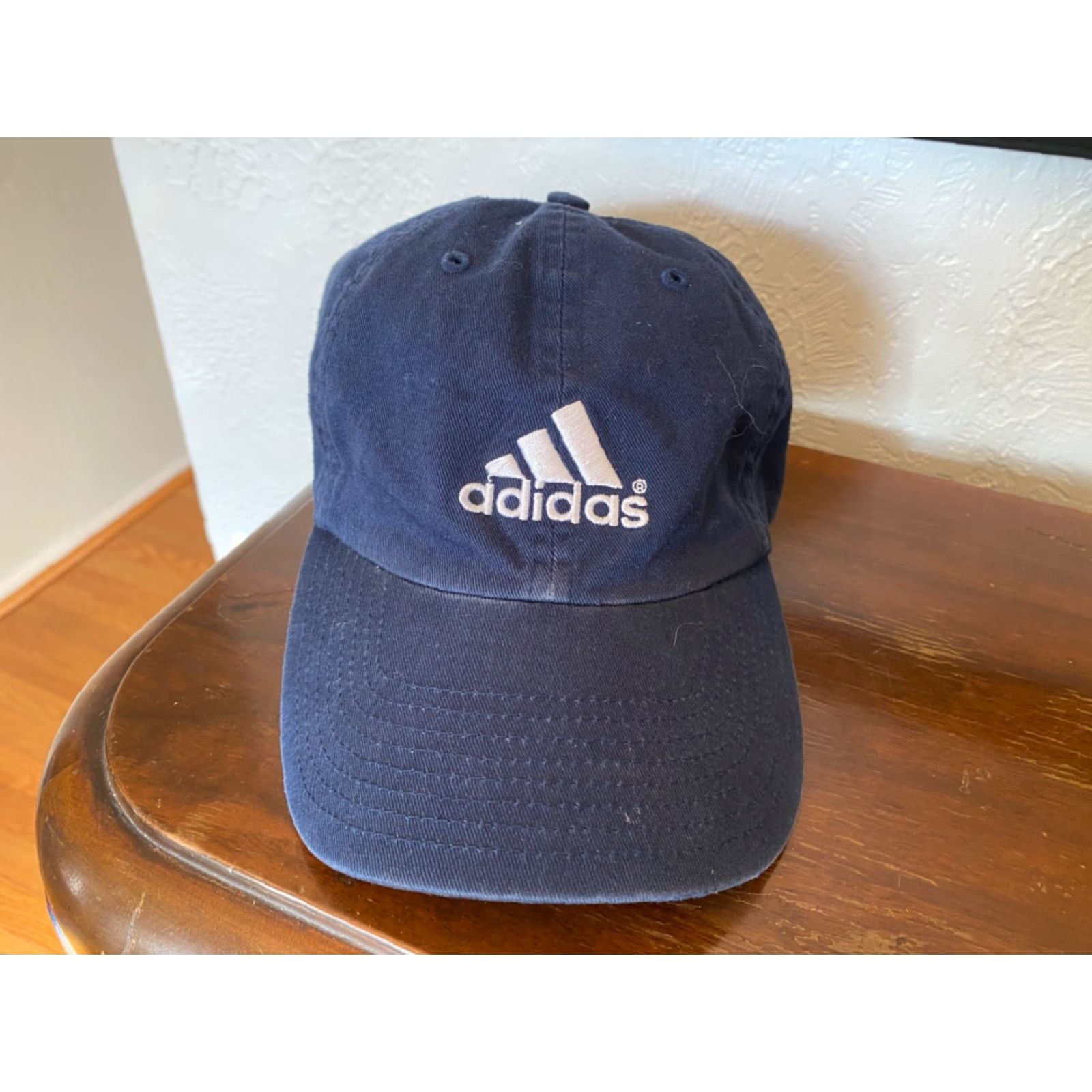 Adidas VINTAGE Adidas Baseball Cap 90s Logo Adjustable Blue White Hat Mens Cap/Strapback Cotton Outdoor Indoor Size ONE SIZE - 2 Thumbnail