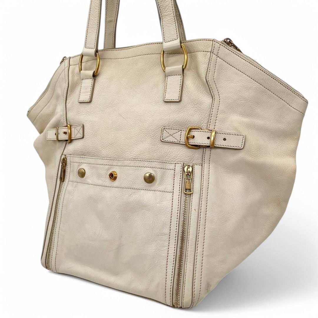 Yves Saint Laurent Yves Saint Laurent - Cassandra Handbag YSL Leather White Size ONE SIZE - 12 Thumbnail