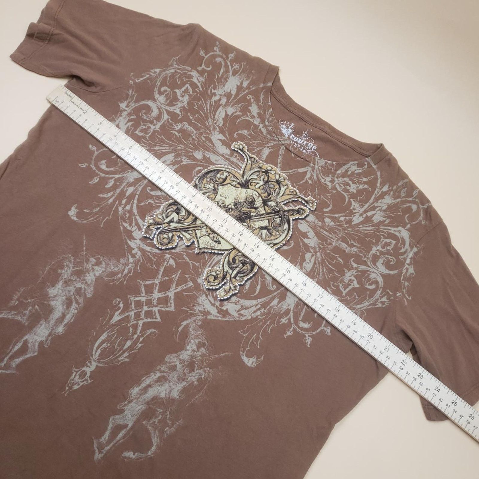 Affliction y2k AOP Graphic T Shirt Resurge Punk Knight Smoke Sword XL Size US XL / EU 56 / 4 - 7 Thumbnail