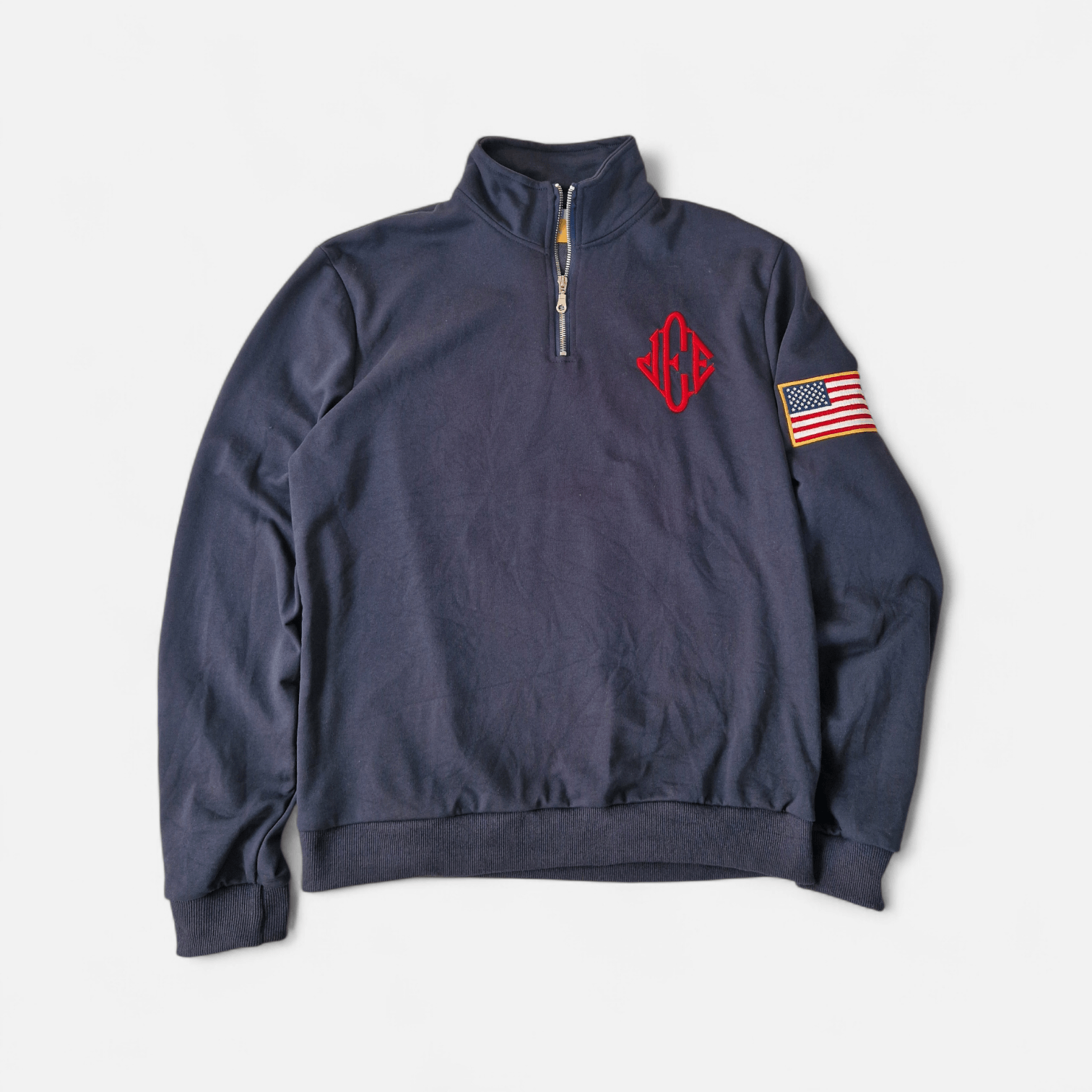 Vintage Epstein Navy Quarter Zip Pullover w/ USA Flag Patch – Size M Size US M / EU 48-50 / 2 - 2 Thumbnail