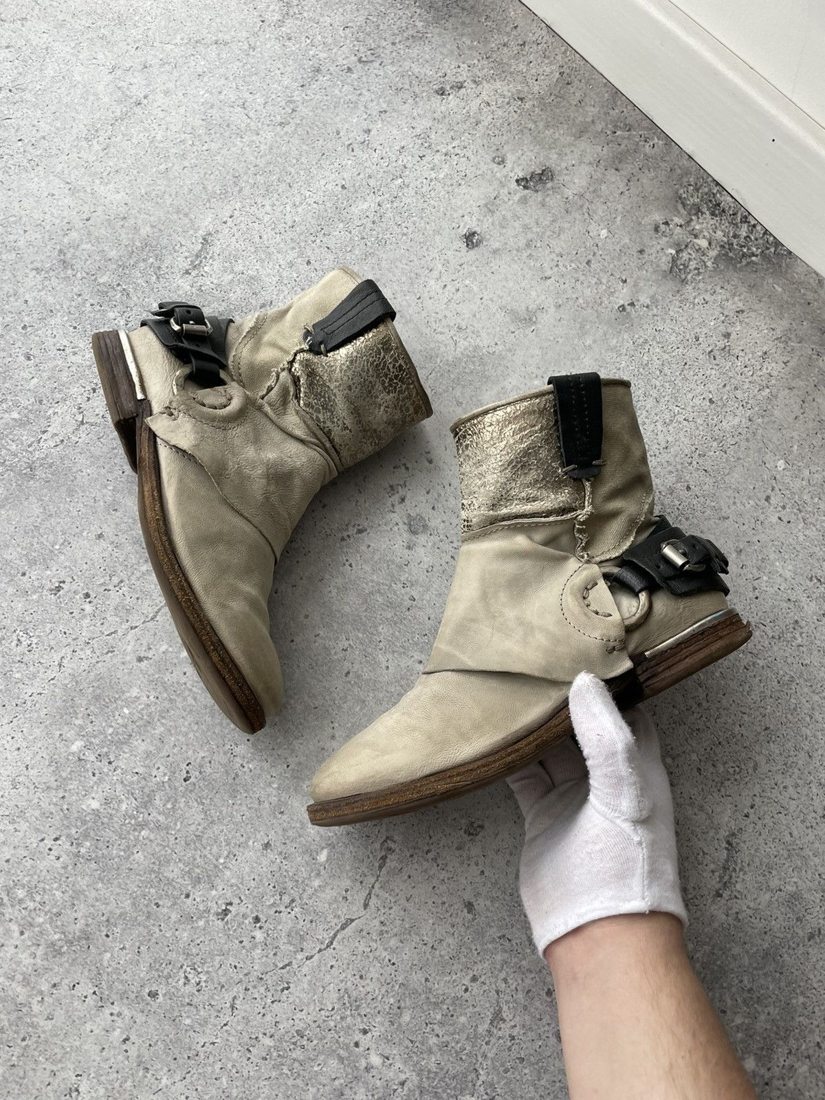 A.S.98 Airstep Hybrid Beige Leather Opium Avant Garde Boots
