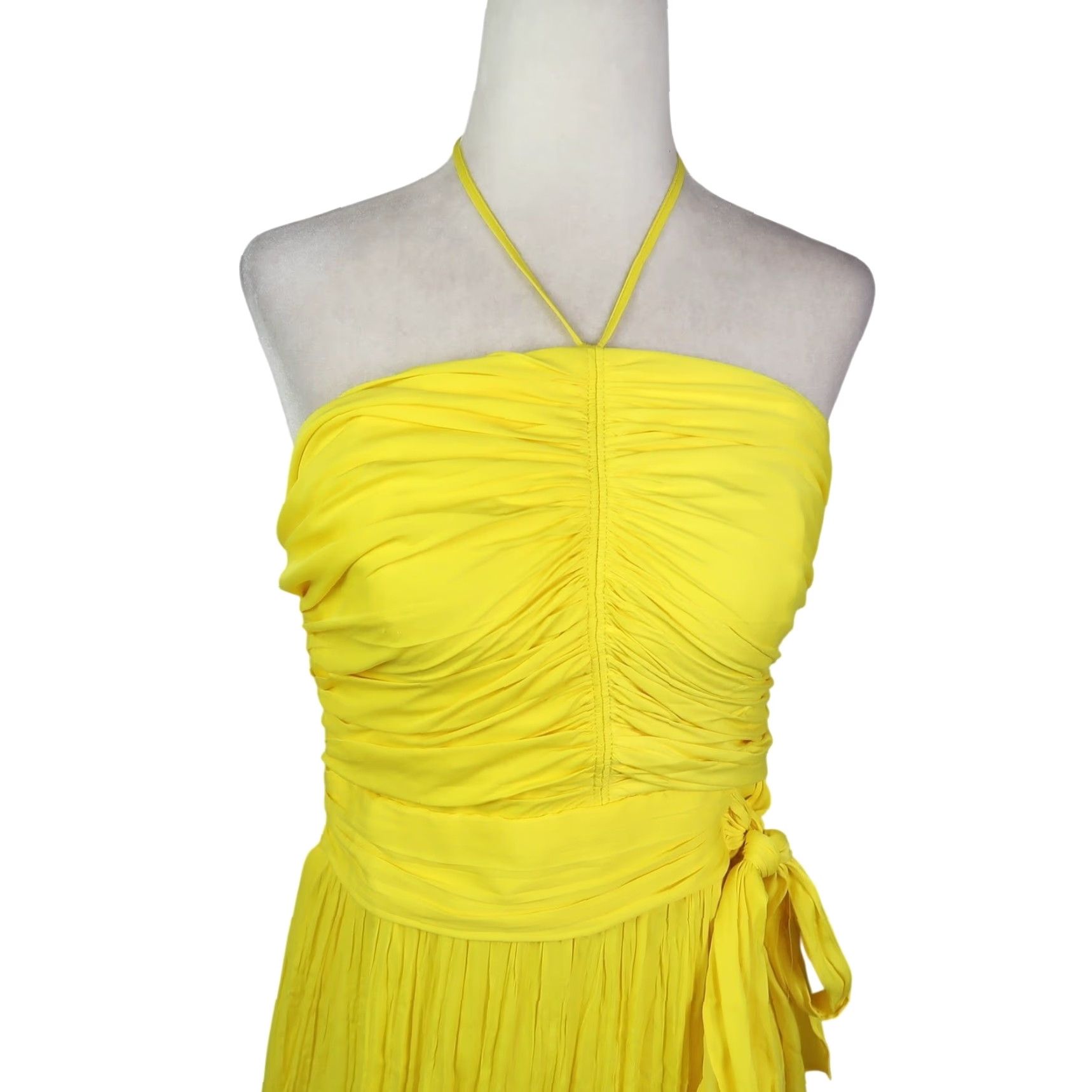White House Black Market VINTAGE White House Black Market Yellow Strapless Pleated Tie Waist Midi Dress 8 Womens Midi Dress Sundress Party Cocktail Halter Oblong fits? No Size M / US 6-8 / IT 42-44 - 3 Thumbnail