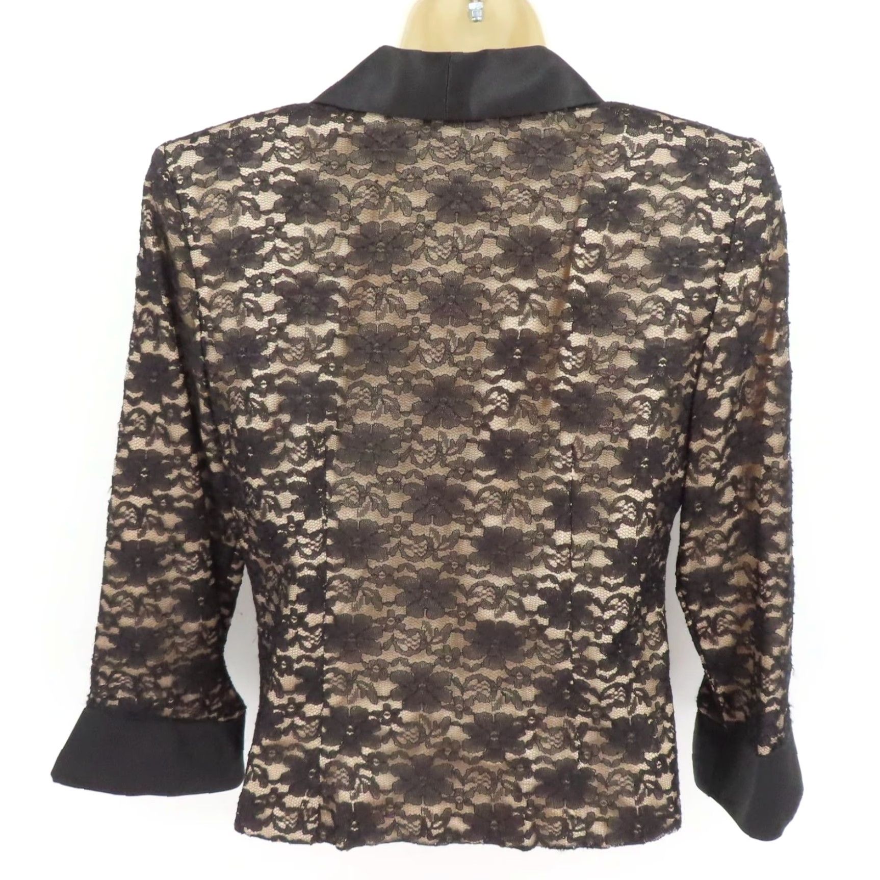 Vintage VINTAGE JR Nites by Caliendo Blazer Women 8 Floral Lace Satin Button Formal Coat Black Fall Spring Summer Winter Size M / US 6-8 / IT 42-44 - 7 Thumbnail
