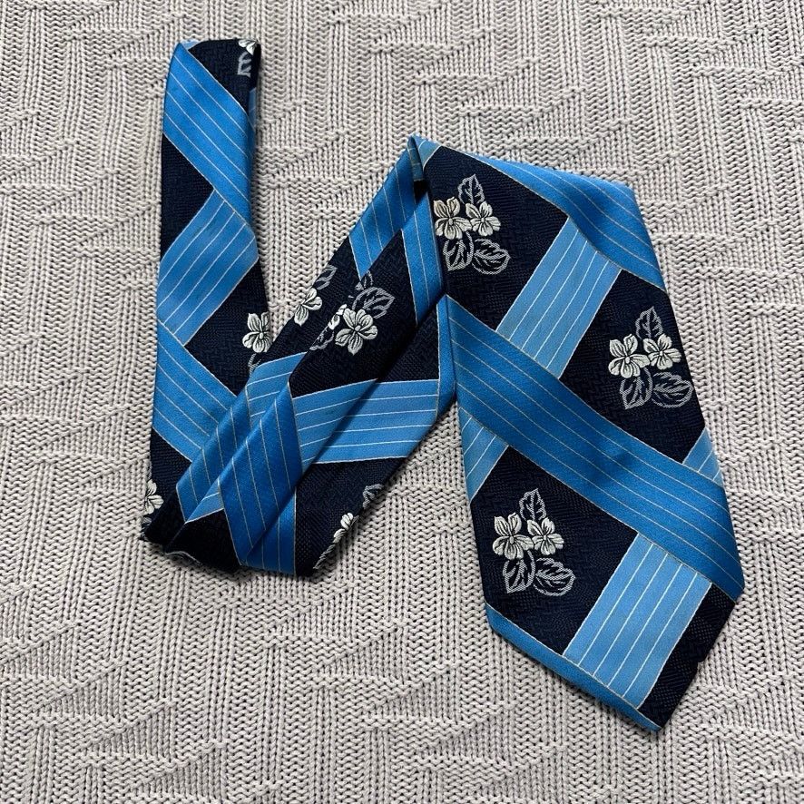 Oleg Cassini Vintage Oleg Cassini blue flower and stripe mens tie Size ONE SIZE - 1 Thumbnail