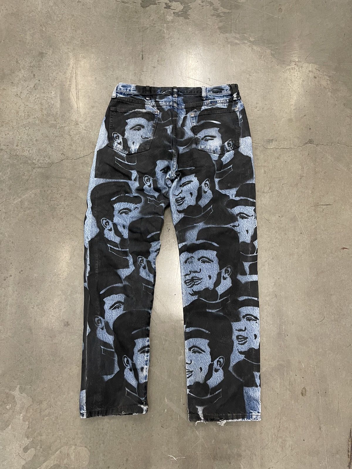 Other Bluesin’s “Price For Peace” Fred Hampton Painted Denim Jeans Size US 36 / EU 52 - 2 Thumbnail