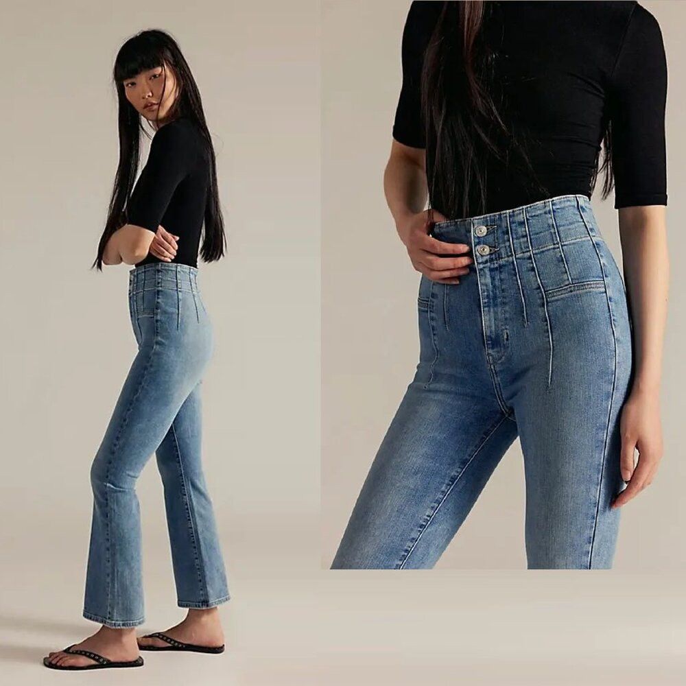 Free People New Free People We The Free Jayde Crop Flare Hayley Blue Je Size 30" / US 8 / IT 44 - 2 Thumbnail