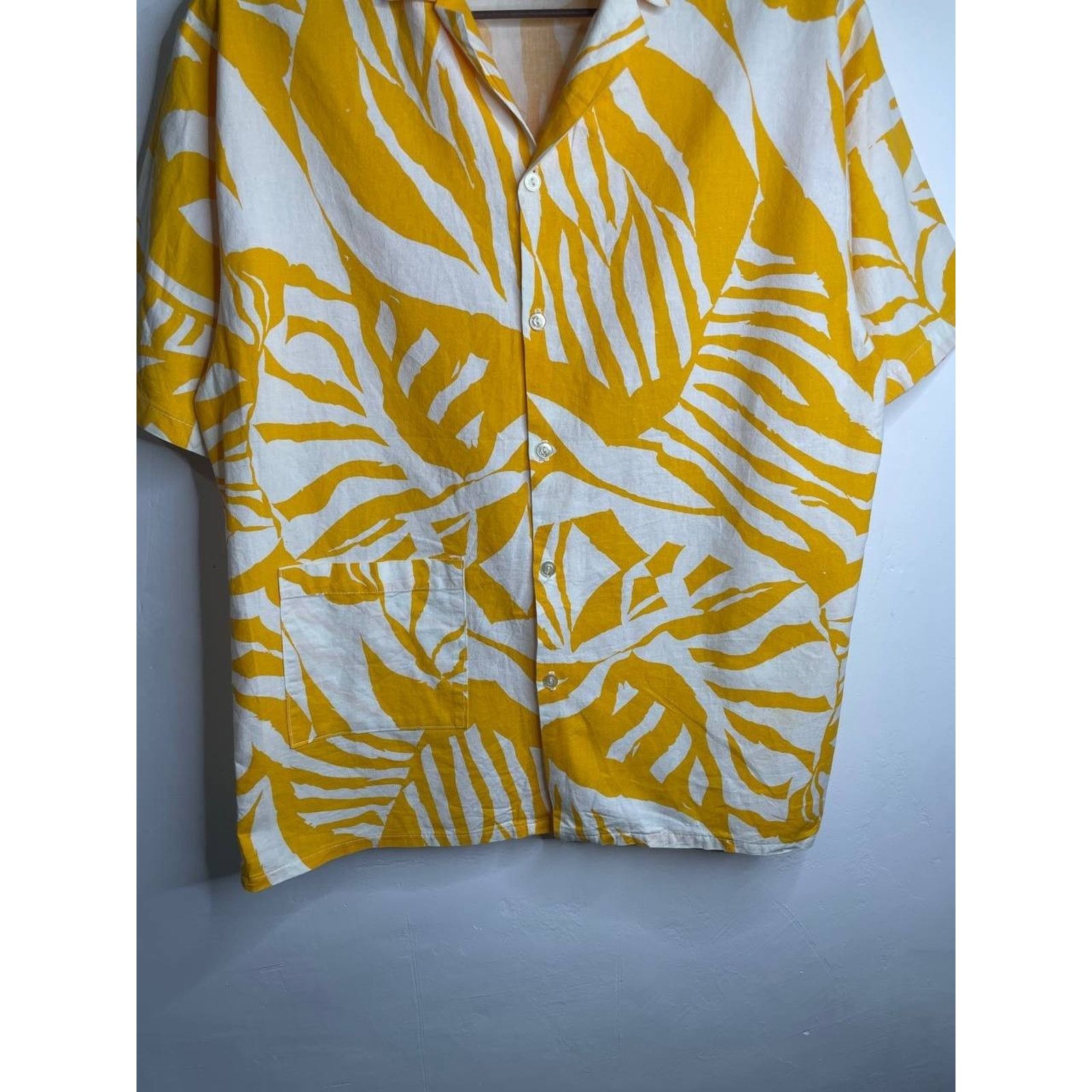 Vintage Vintage Club House Abstract Leaf Shirt Linen M Short Sleeve Size US M / EU 48-50 / 2 - 2 Thumbnail