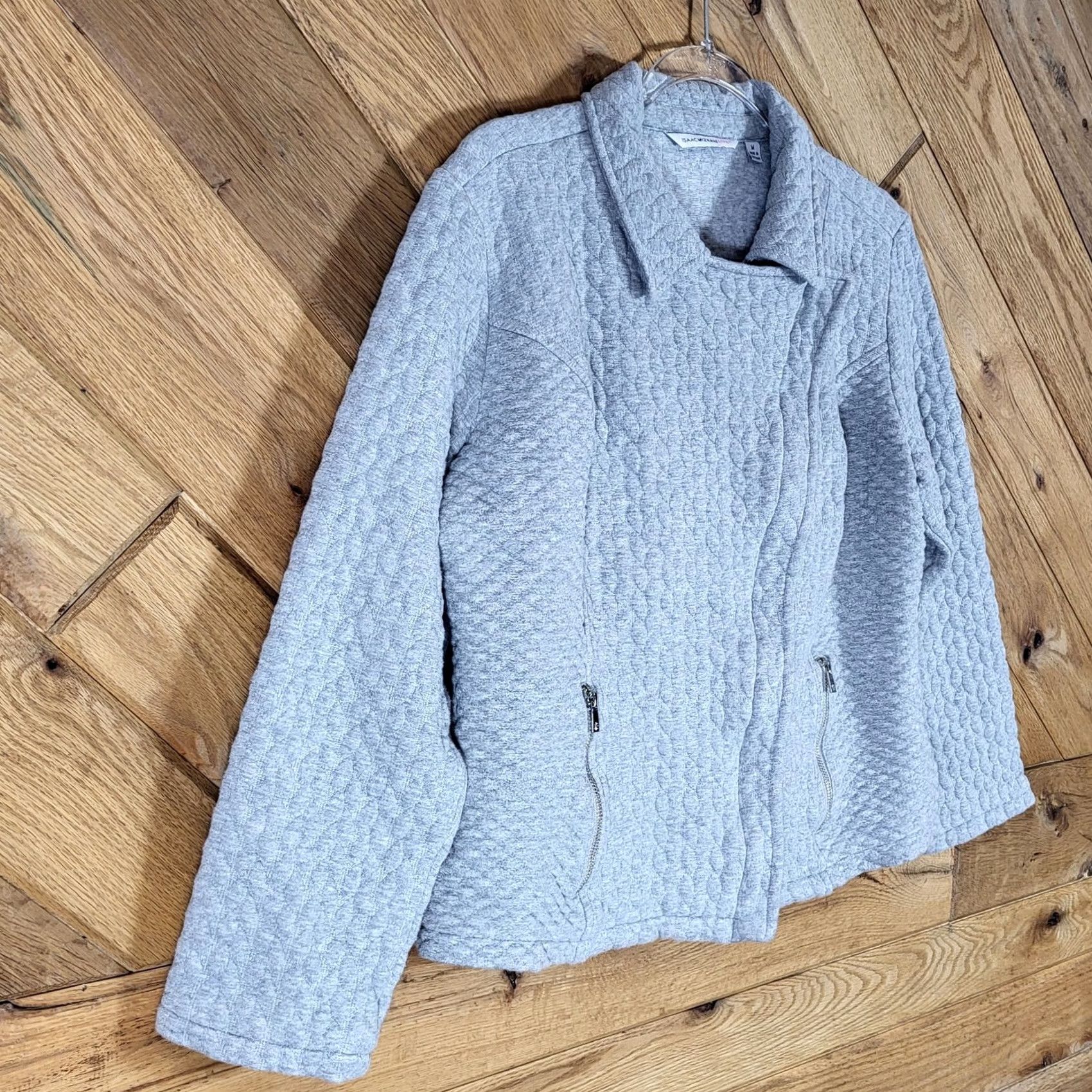 Isaac Mizrahi Isaac Mizrahi Gray Quilted Moto Jacket Women Size M Cotton Blend Zip Pockets Jacket Womens M Gray Quilted Moto Zip Pocket Casual Size M / US 6-8 / IT 42-44 - 7 Thumbnail