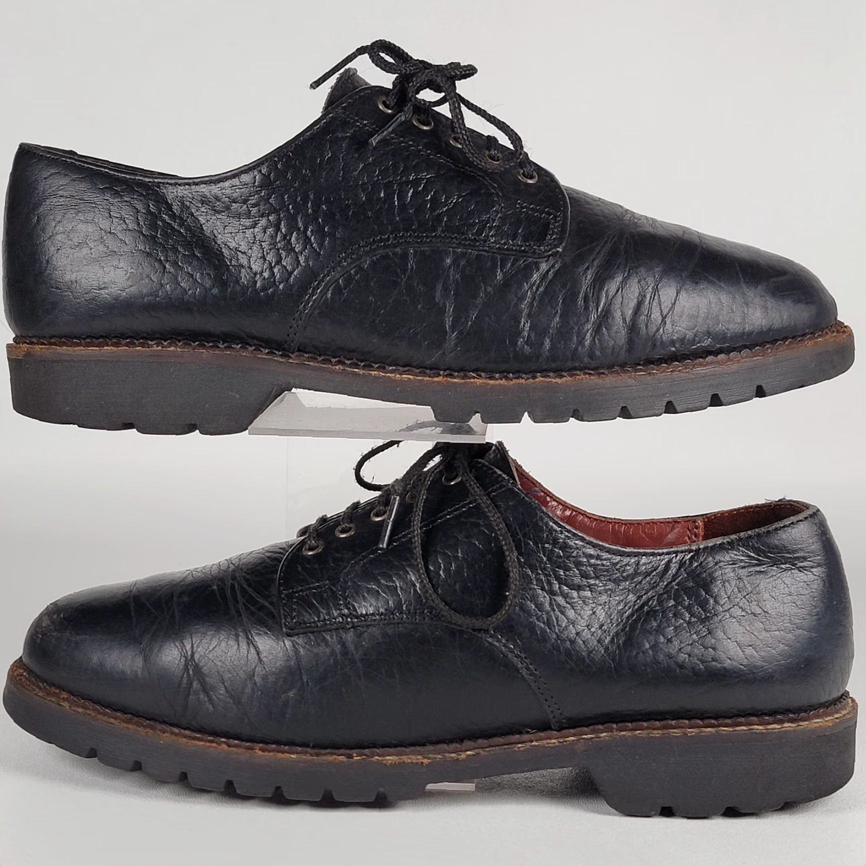 Vintage HS Trask Bison Black Leather Men's Casual Bluchers 5-hole US Size 9 M Shoes Spring Summer Fall Winter Mens Size US 9 / EU 42 - 5 Thumbnail