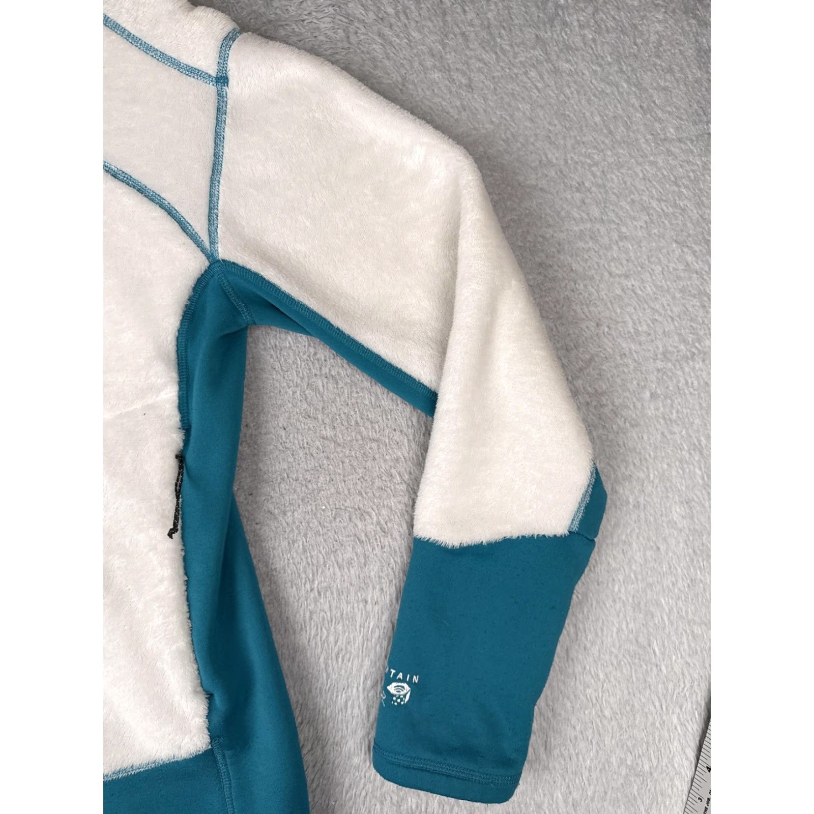 Mountain Hardwear Mountain Hardwear Jacket Womens XL White Teal Polartec Fleece Full Zip Hooded Size XL / US 12-14 / IT 48-50 - 2 Thumbnail