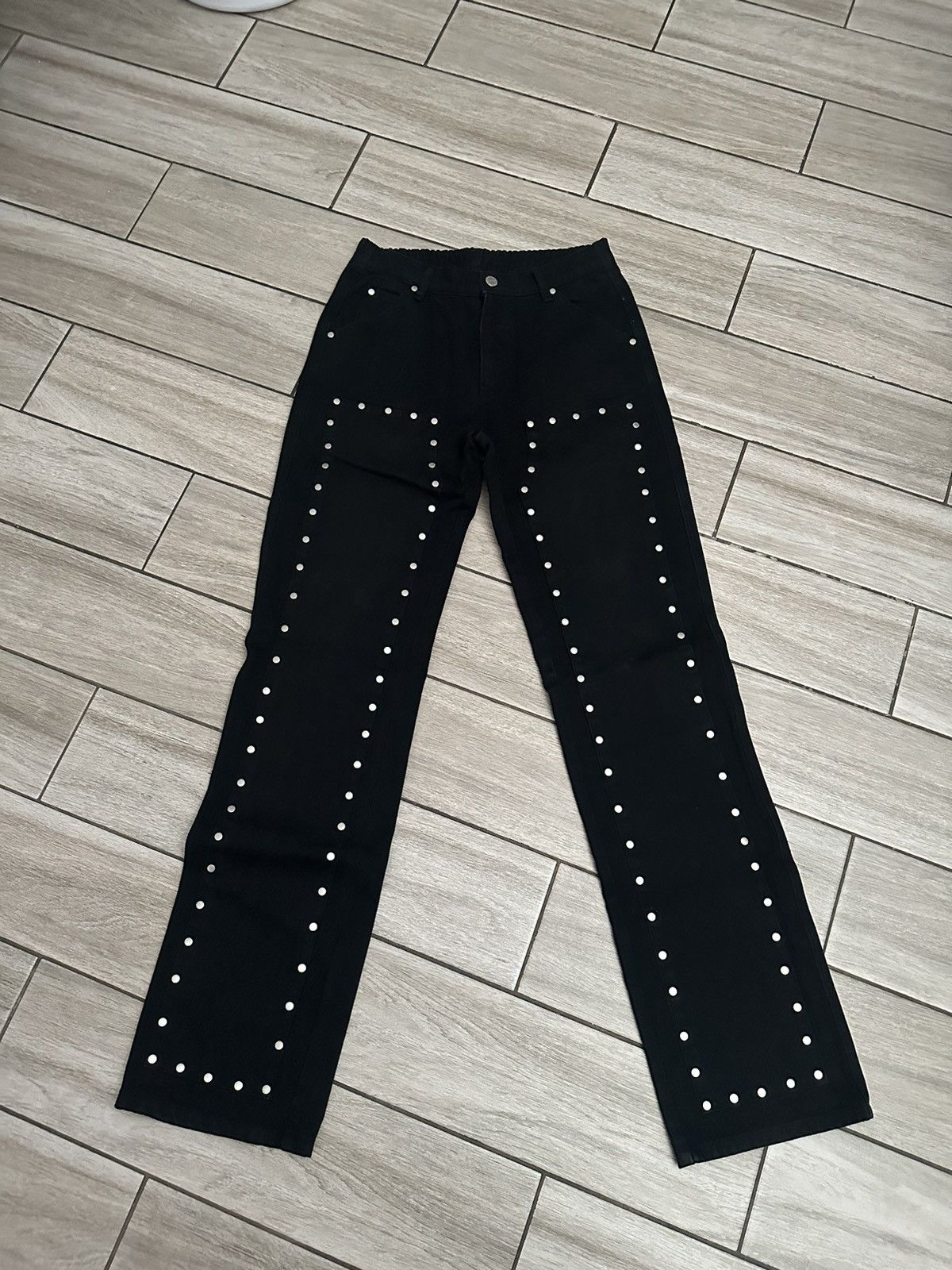 Japanese Brand × Streetwear AFB AFB AFB Studded Double Knee Denim 