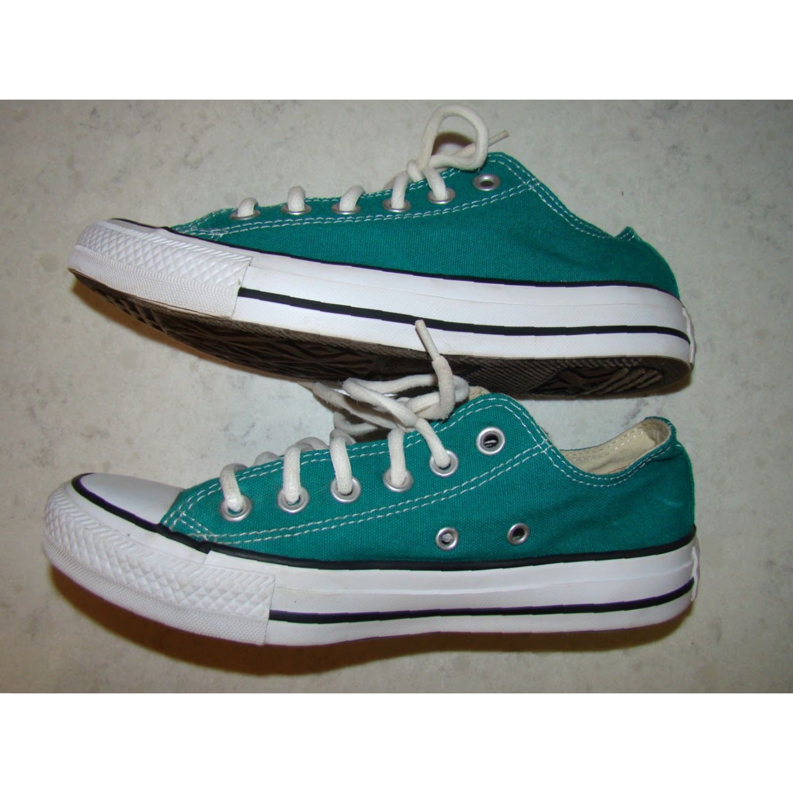 Converse Converse Womens Teal Green Canvas All Star Low Top Sneakers Tennis Shoes Size M / US 6-8 / IT 42-44 - 6 Thumbnail