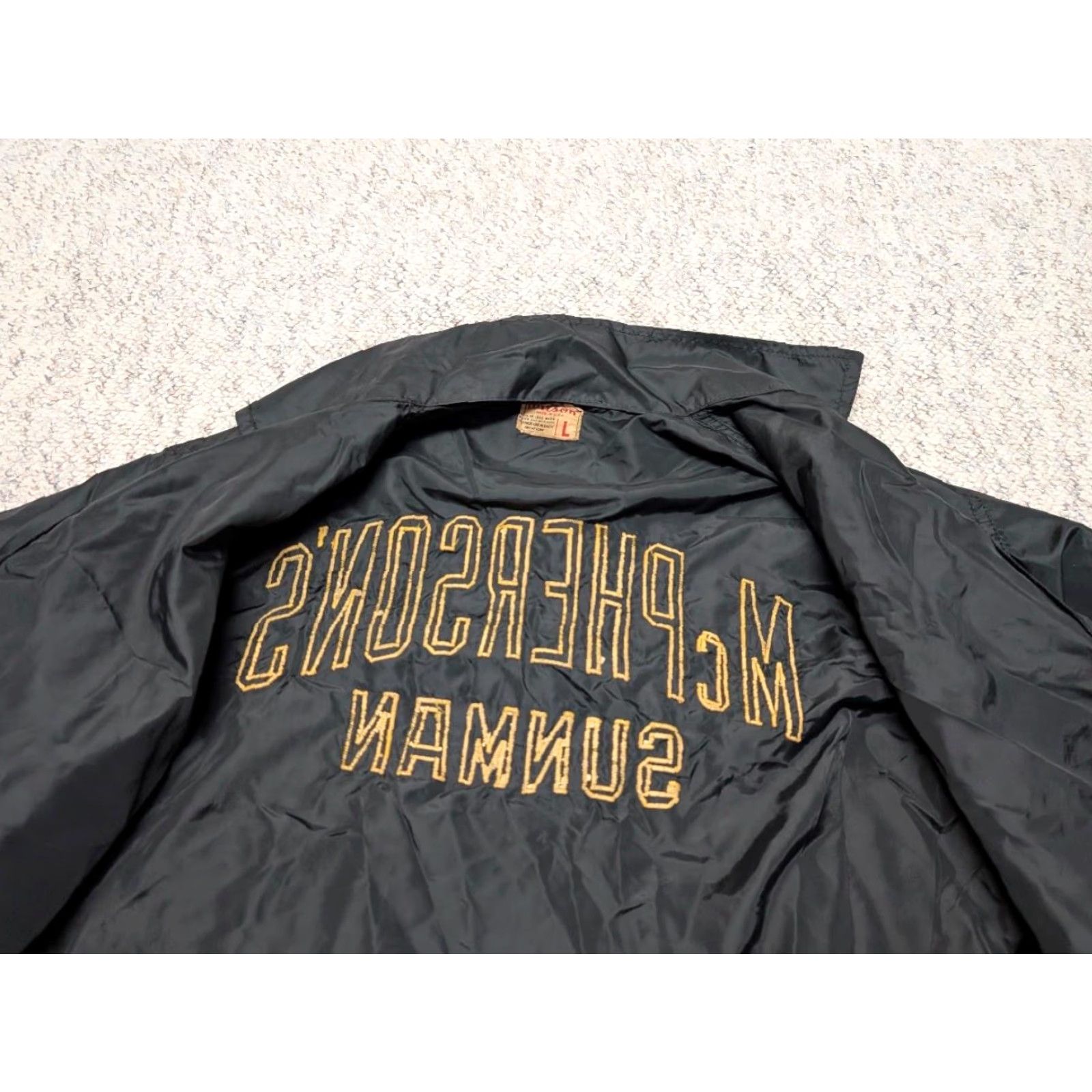 Wilson VINTAGE Wilson Jacket Mens L Black Nylon Bomber Snap Front Leather Outer Shell Windbreaker USA Made 1960s Decade 60s Size US L / EU 52-54 / 3 - 4 Thumbnail