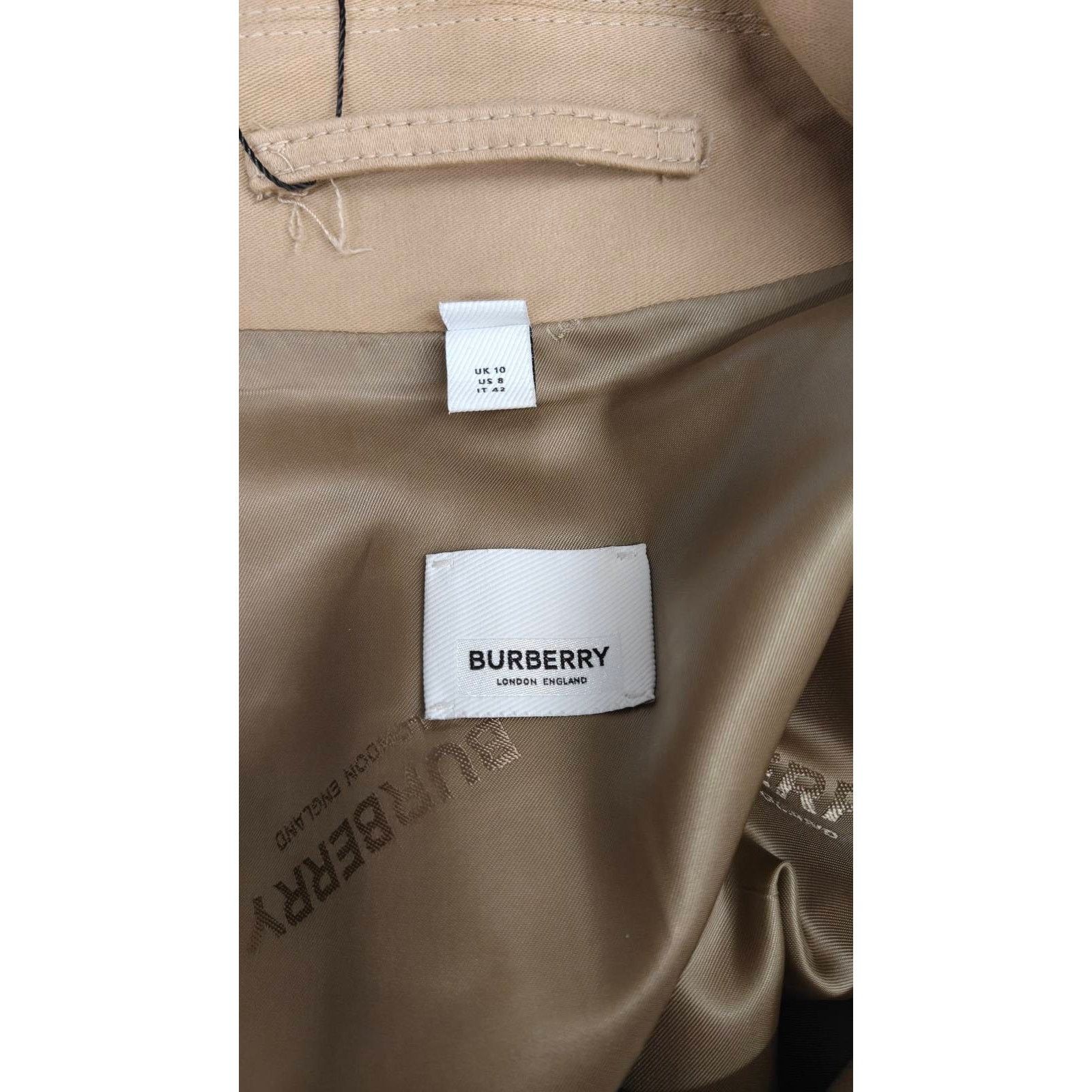 Burberry Burberry Beige Check-Trim Cotton Coat – Size UK10 / M Size M / US 6-8 / IT 42-44 - 6 Thumbnail