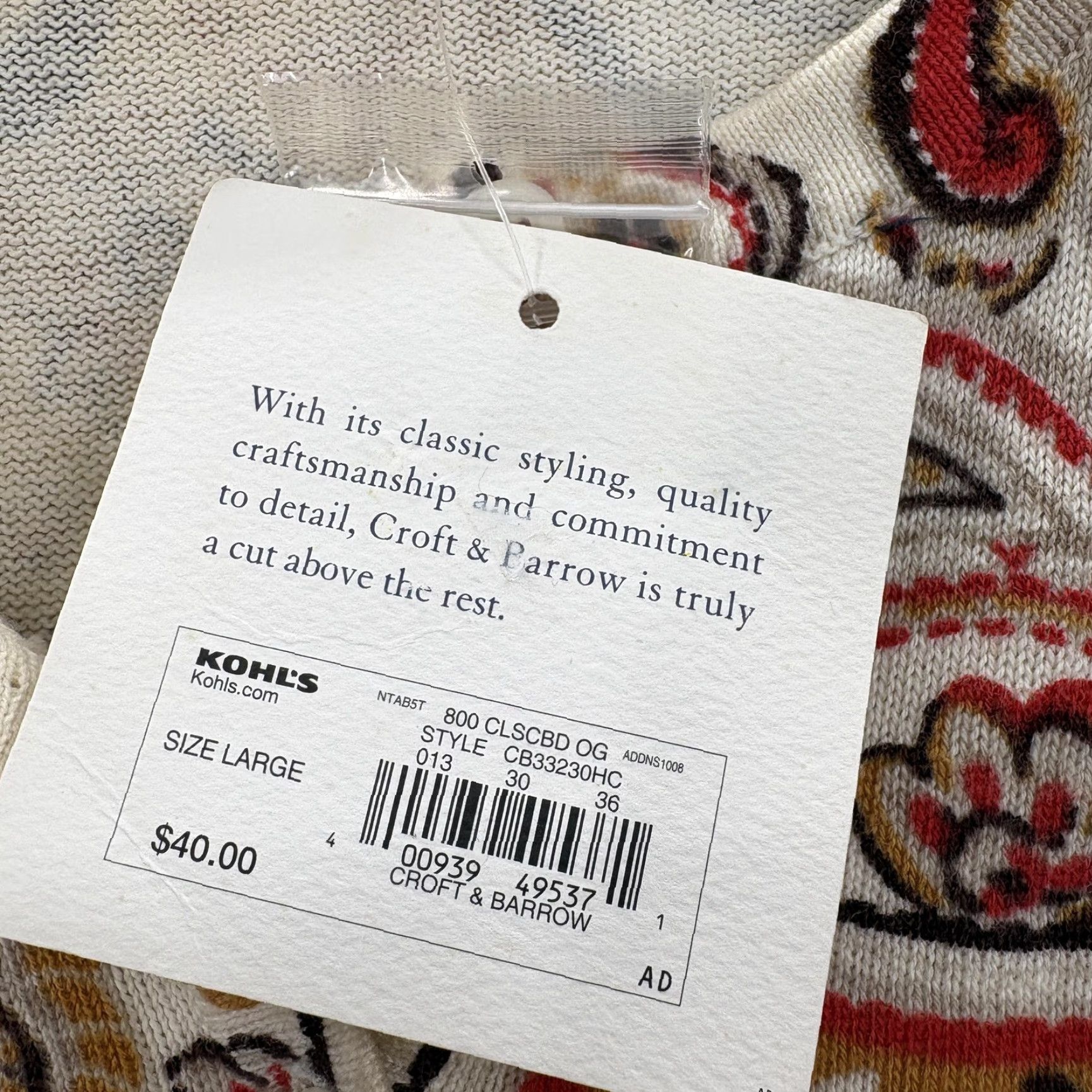 Croft & Barrow Croft & Barrow Cardigan Sweater Womens Large Multicolor Paisley 100% Cotton Boho Knit Slim Crew Neck Long Sleeve Casual Size L / US 10 / IT 46 - 5 Thumbnail