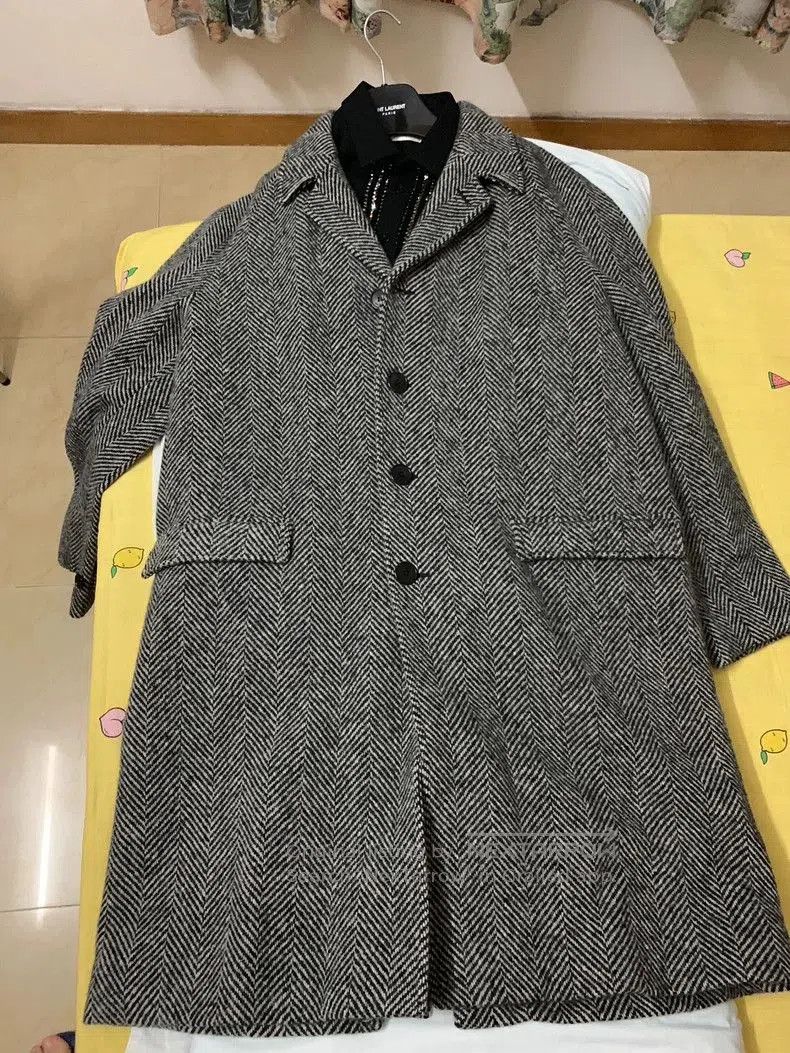 Saint Laurent Paris Saint Laurent Herringbone Wool Coat. Size US XL / EU 56 / 4 - 3 Thumbnail