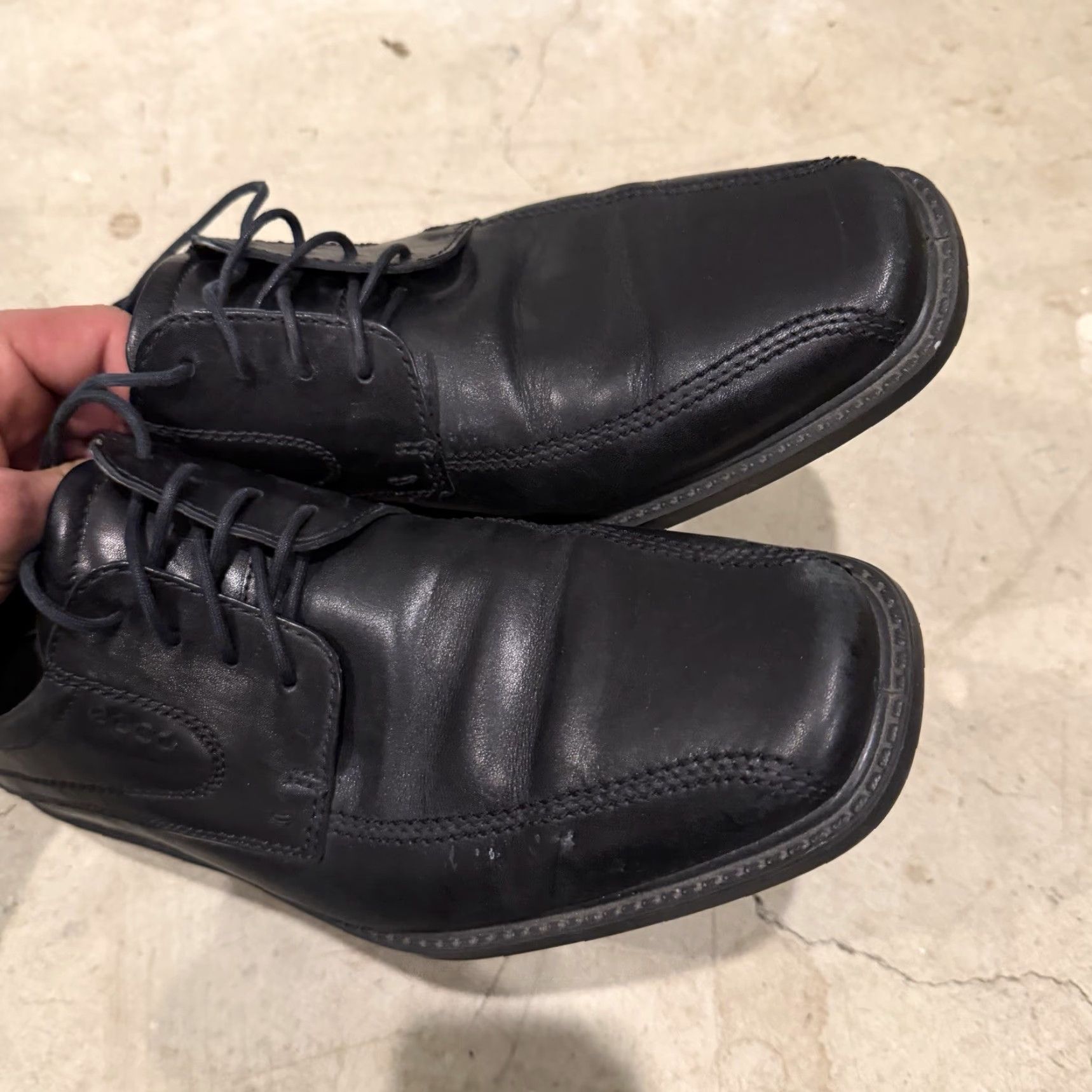 Ecco ECCO New Jersey Lace Up Dress Shoes Mens US 10-10.5 Black Oxford Leather EU 44 Shoes Mens Size US M / EU 48-50 / 2 - 5 Thumbnail