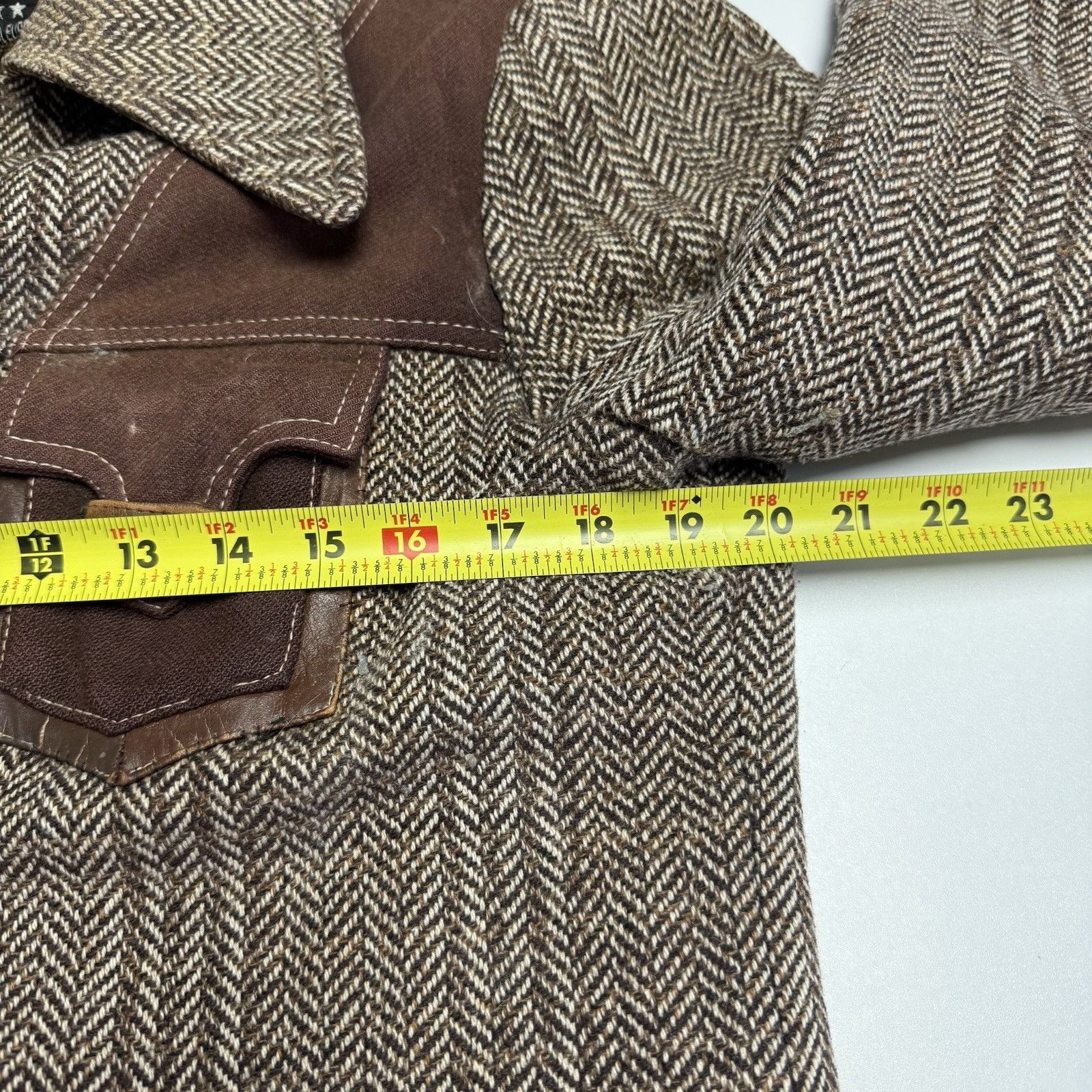 Vintage VTG 70s Pioneer Jacket Western Boho Cowboy Herringbone Wool Size US L / EU 52-54 / 3 - 11 Thumbnail