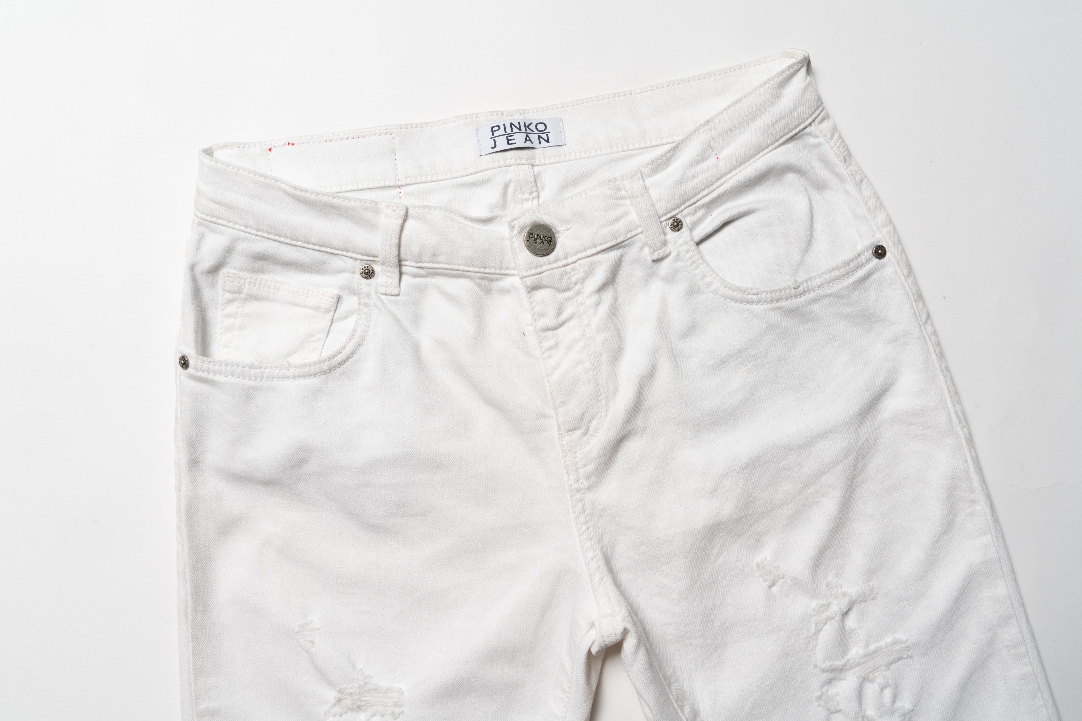 Pinko 🔴 PINKO JEANS Distressed Denim Jeans White Black Tie Dye Size 28" / US 6 / IT 42 - 2 Thumbnail