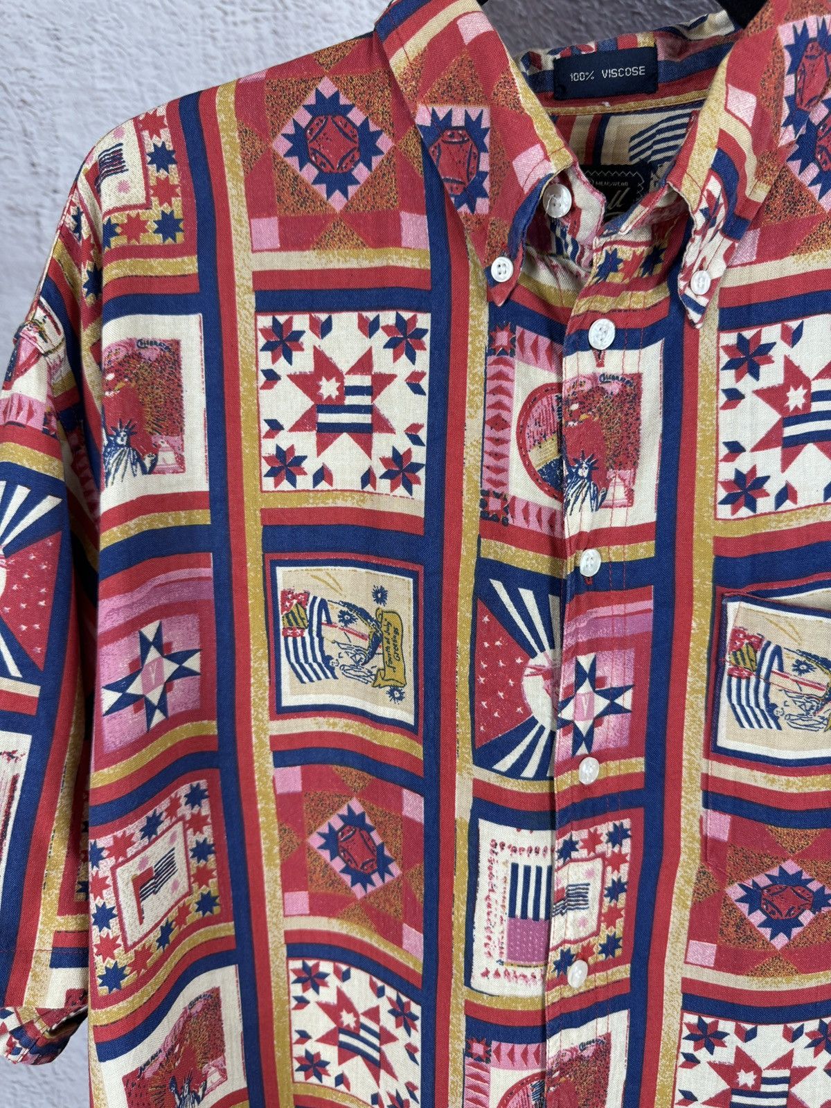 Vintage Conwell vintage abstract pattern 100% viscose shirt sz L Size US L / EU 52-54 / 3 - 7 Thumbnail