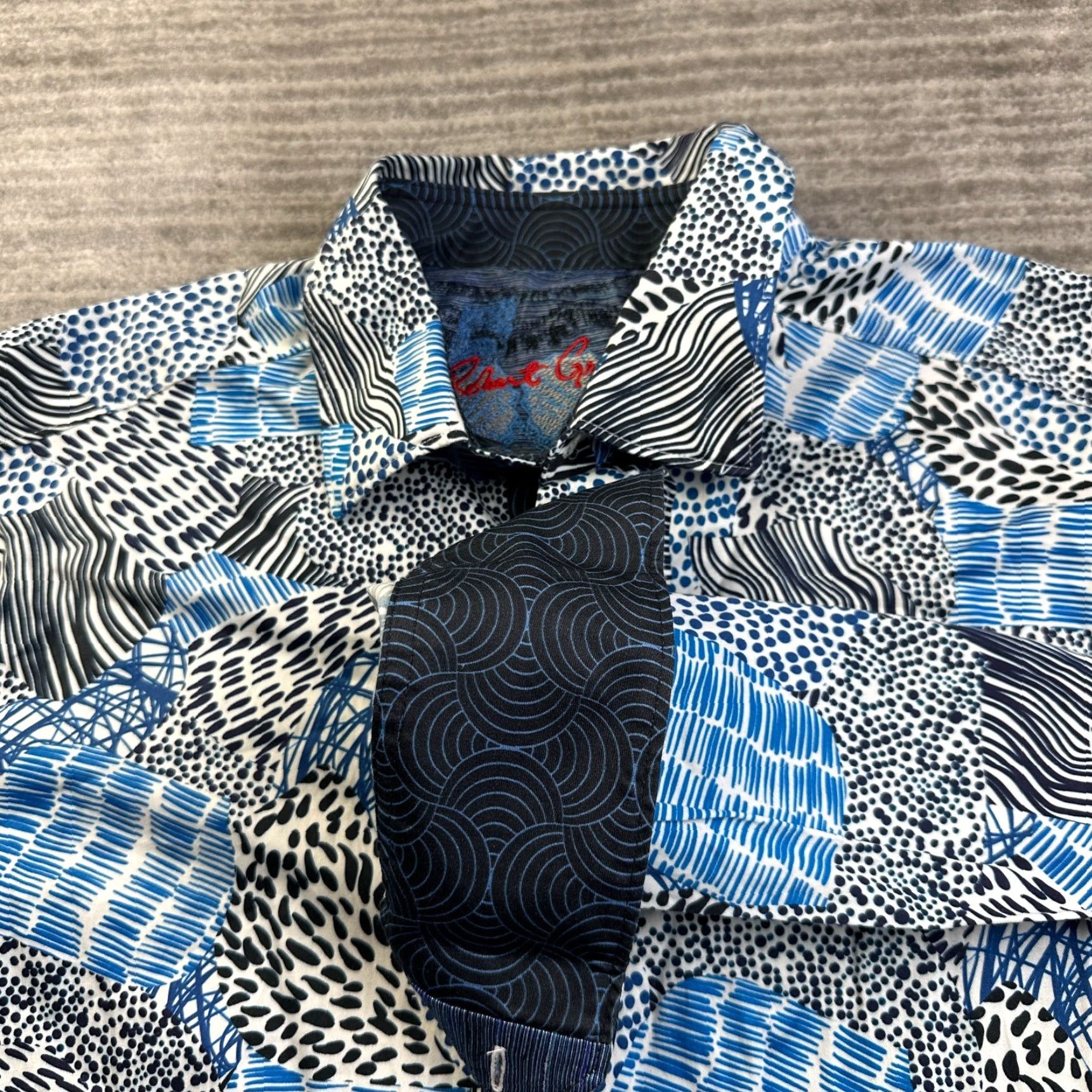 Robert Graham Robert Graham Shirt Mens M Blue Hurricane Flip Cuff Button Up Casual Geometric Pattern Size US M / EU 48-50 / 2 - 3 Thumbnail