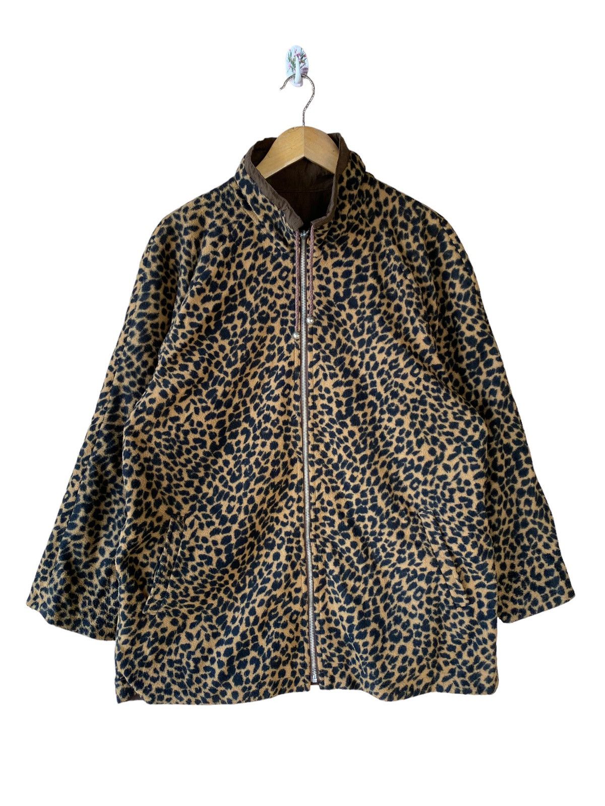 Vintage Leopard Print Fleece Jacket by Calzione - Vintage Fashion Size US L / EU 52-54 / 3 - 1 Thumbnail
