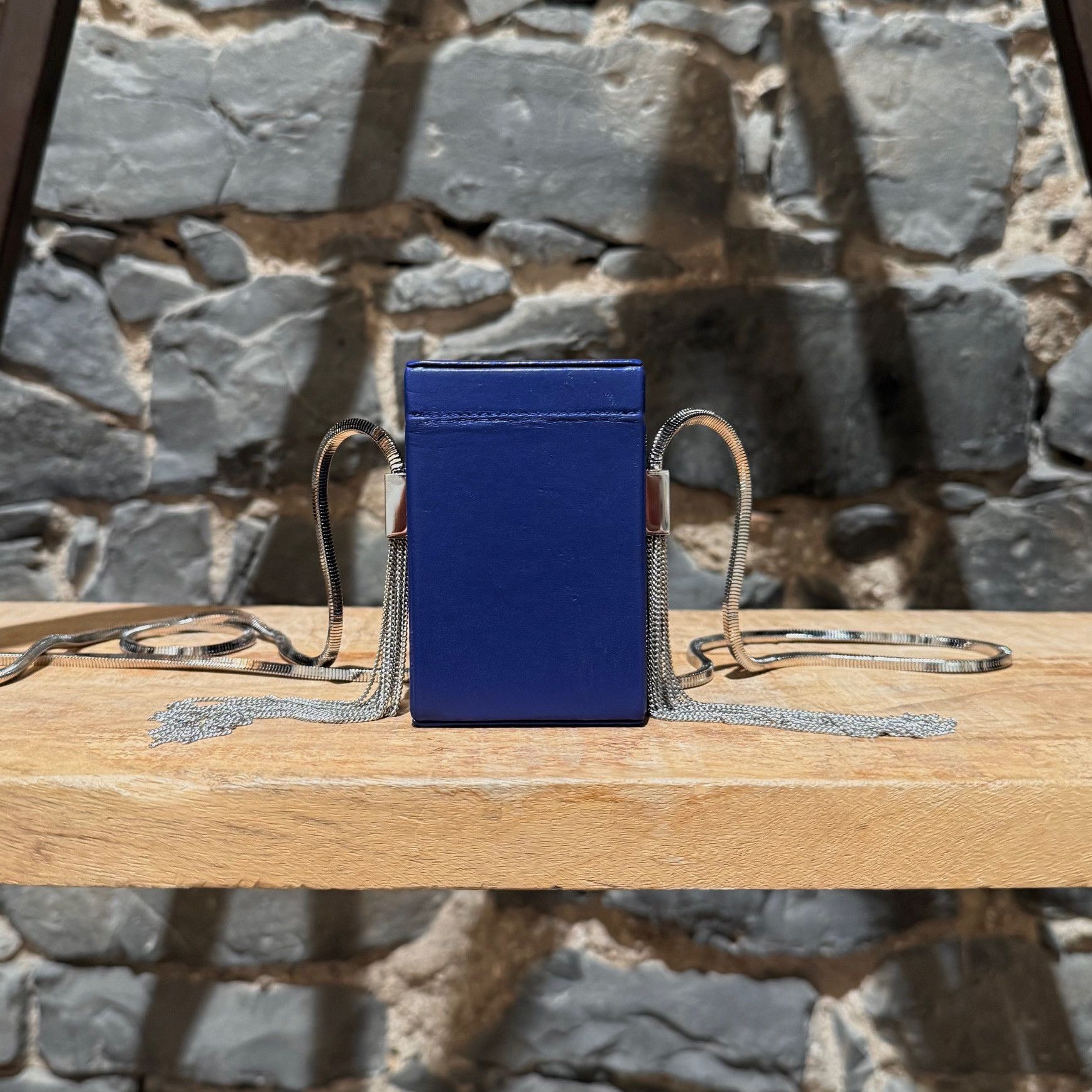 Saint Laurent Paris Saint Laurent Blue Leather Smoking Box Chain Minaudiere Bag Size ONE SIZE - 5 Thumbnail
