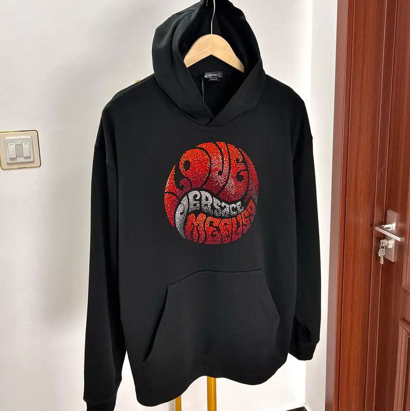 Versace Black Oversized Hoodie for Men 0089