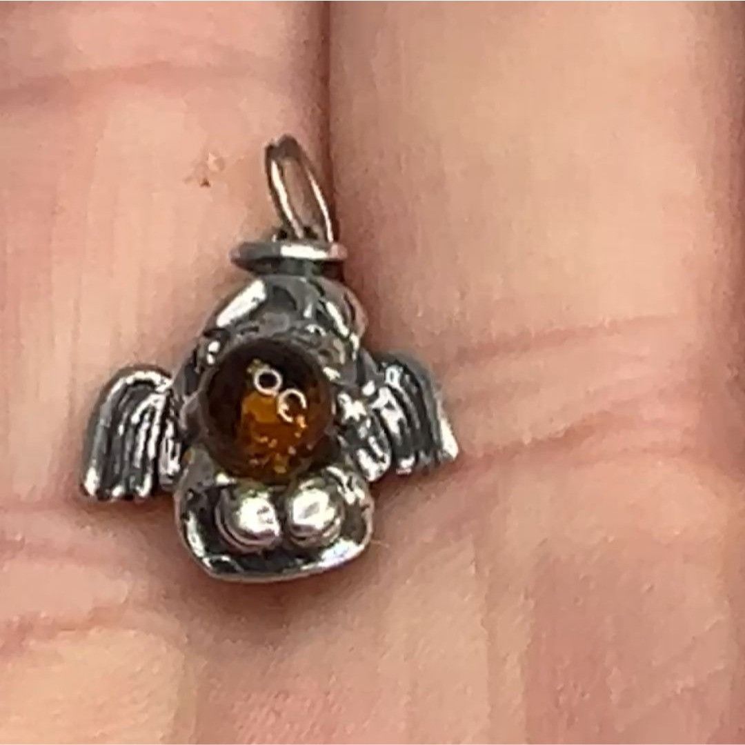 Other Sterling Silver 925 Small Angel Pendant With Cognac Baltic A Size ONE SIZE - 6 Thumbnail