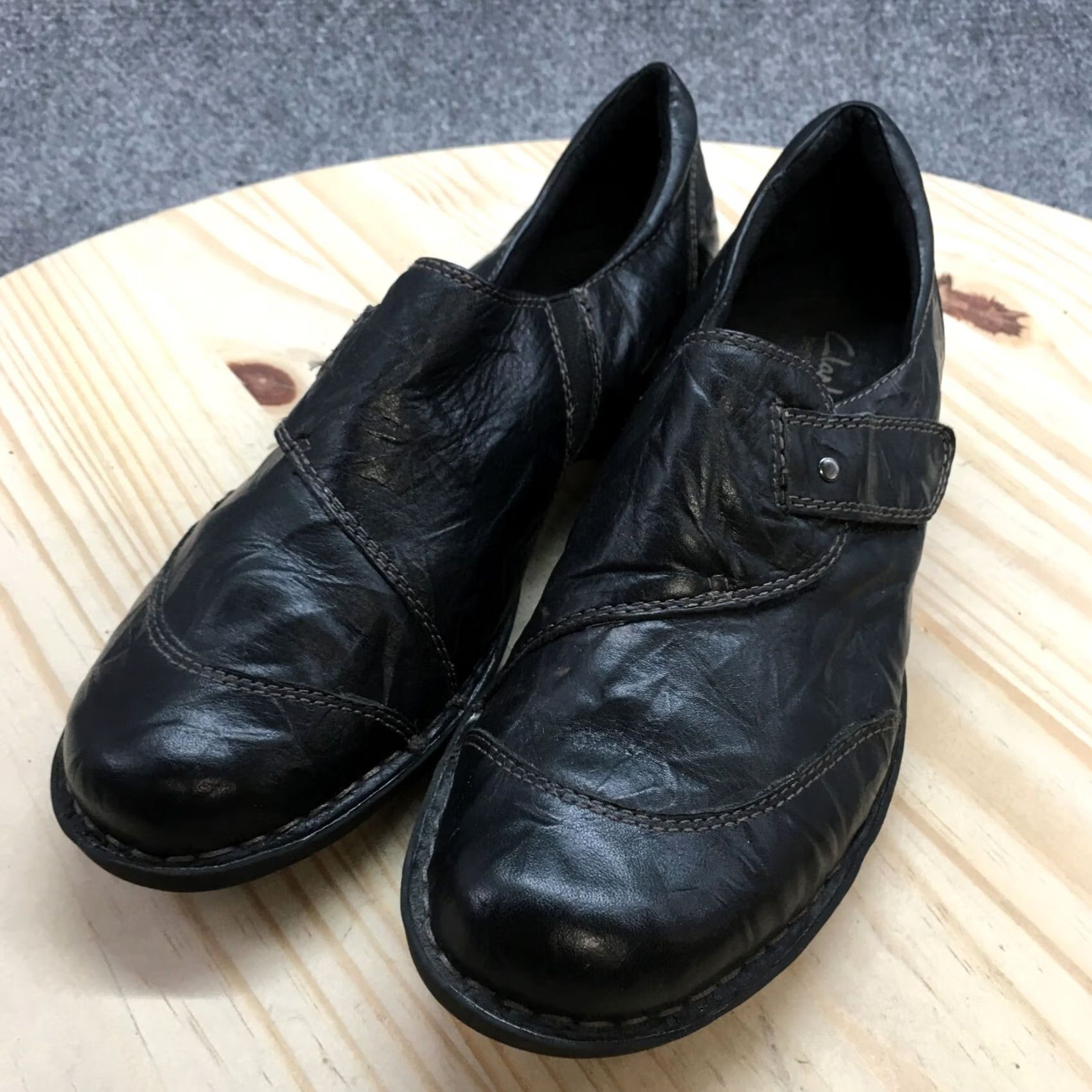 Clarks Clarks Loafer Womens 9M Black Carol Round Toe Slip On Casual Leather Shoes 67196 Size US 9 / IT 39 - 3 Thumbnail