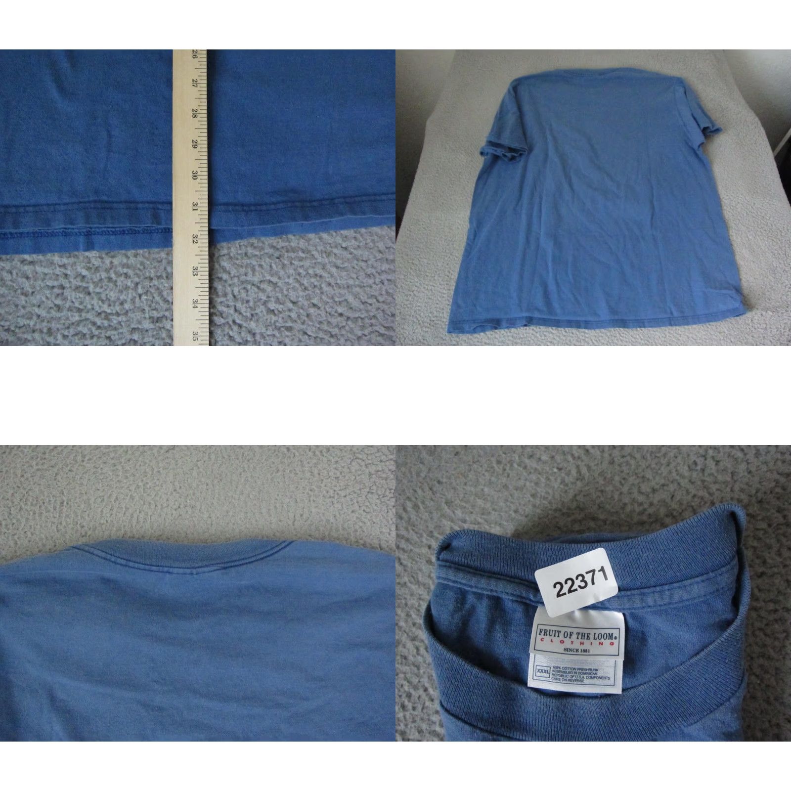 Fruit Of The Loom VINTAGE Fruit of the Loom Shirt Mens 3XL Blue Cotton 90s T-Shirt Crew Neck Short Sleeve Jersey Classic 80s 90s Size US XXL / EU 58 / 5 - 8 Thumbnail