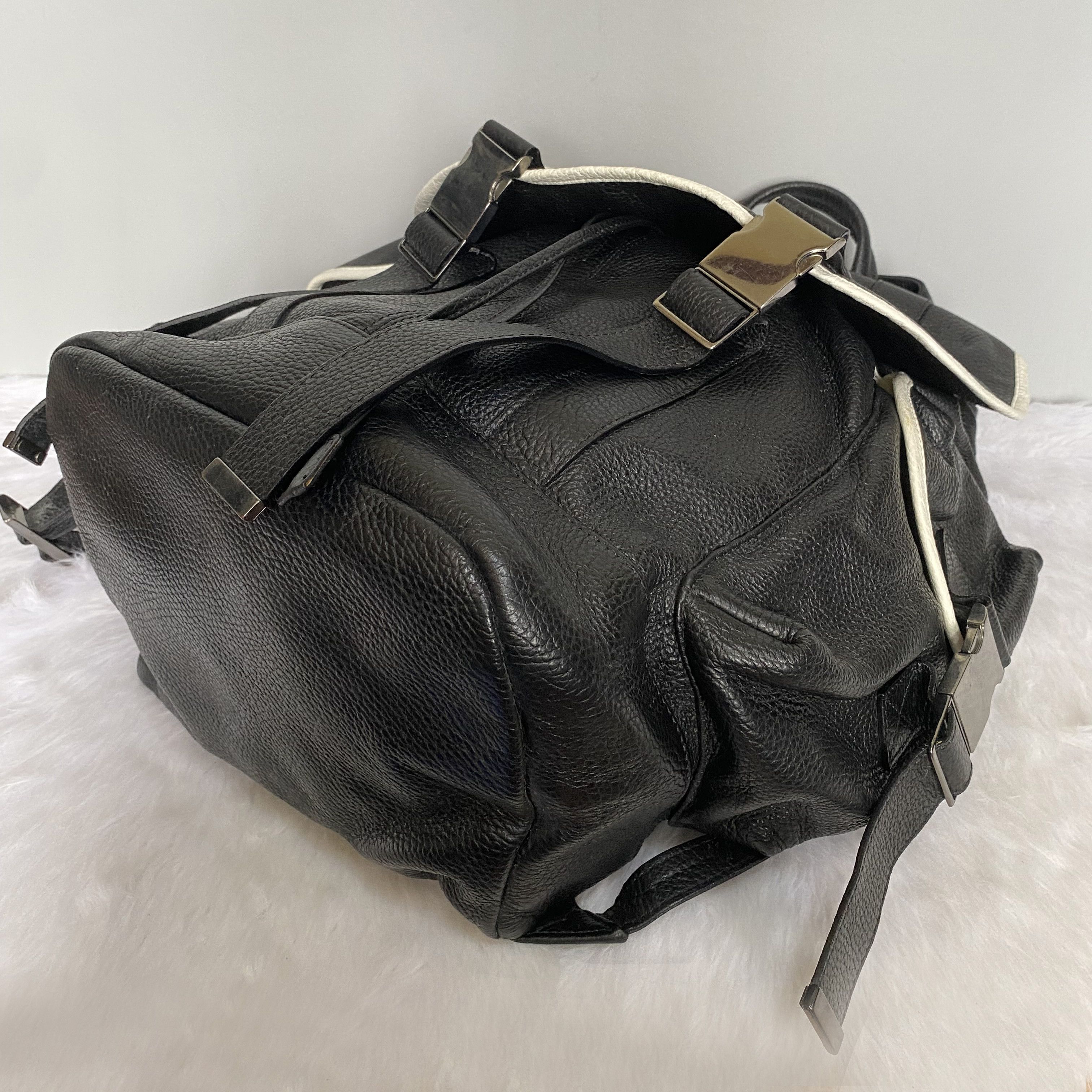 Neil Barrett × Vintage Black White Contrast Leather Nylon Backpack Size ONE SIZE - 6 Thumbnail