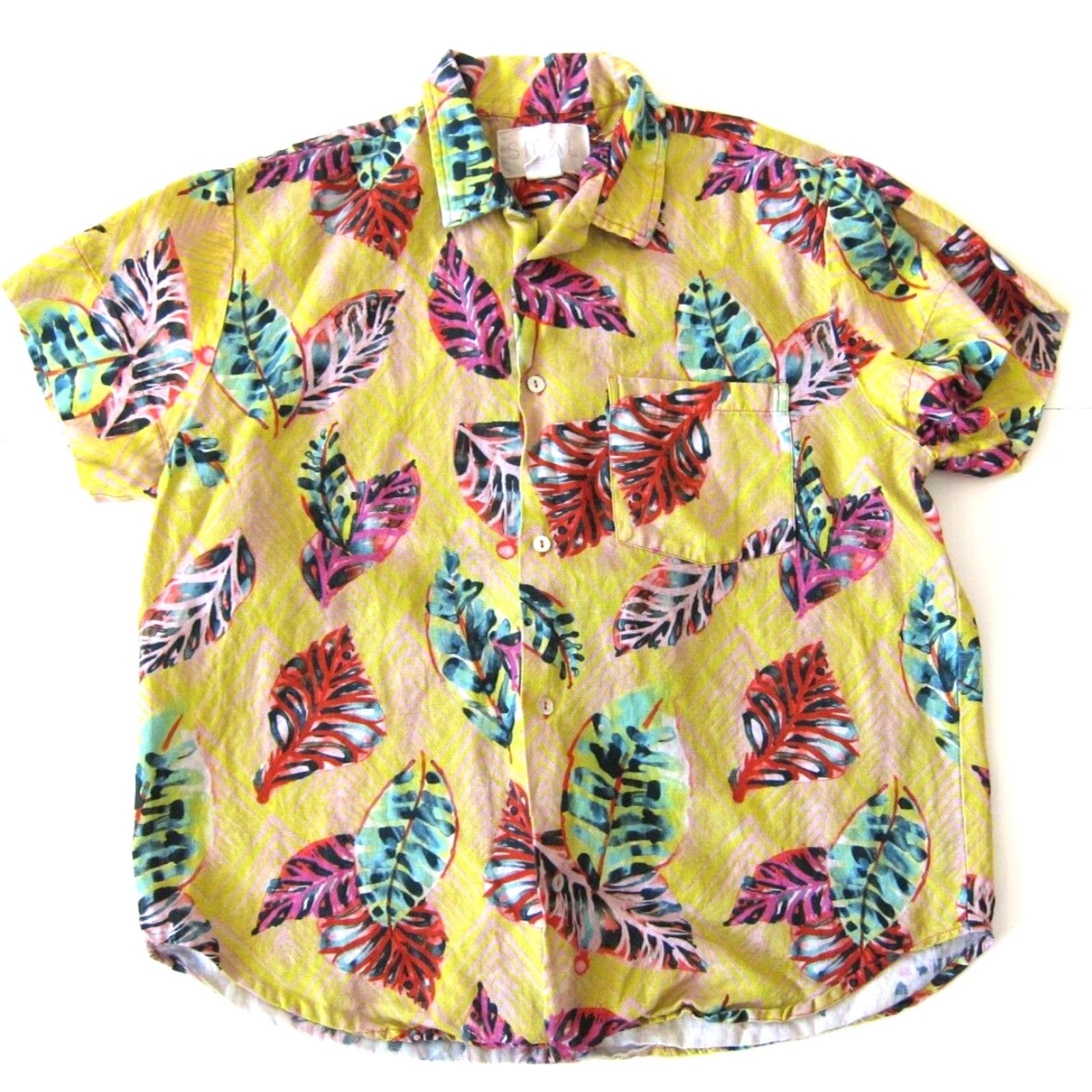 Pinko Sigal Linen Cotton Floral Hawaiian Button Down Shirt Men Small Yellow Pink Green Mens Size US S / EU 44-46 / 1 - 2 Thumbnail