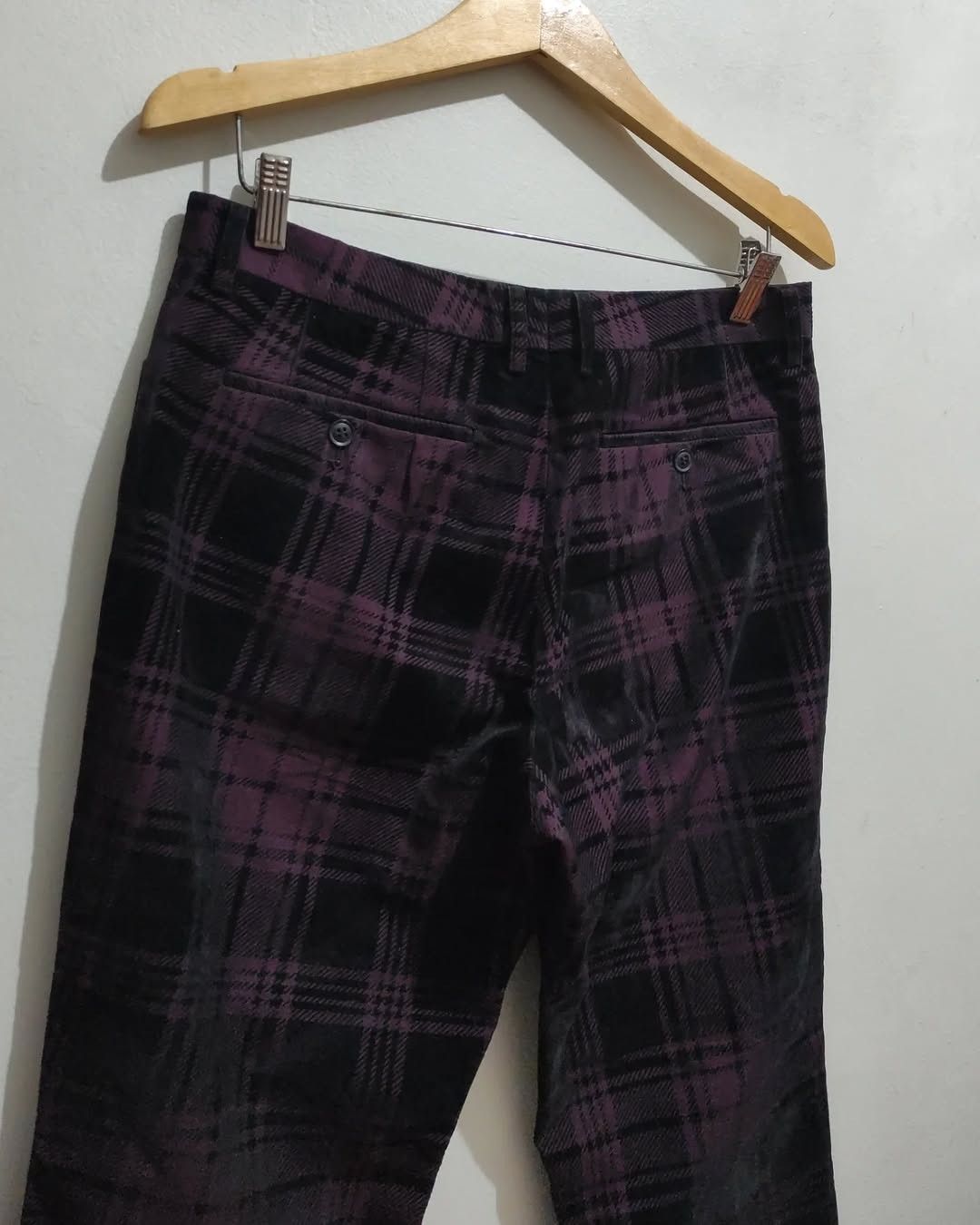 Japanese Brand × Nicole Club Vintage Monsieur Nicole Plaid Velvet Trouser pants Size US 32 / EU 48 - 6 Thumbnail