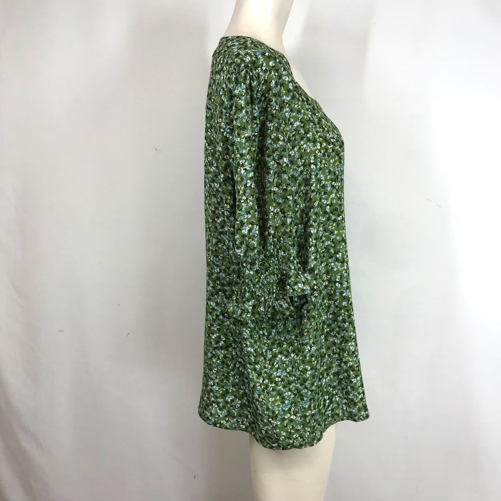 Jones New York Jones New York Plus Size 1X Green Floral Print V-Neck 3/4 Sleeve Dress Shirt Dress Womens Size XL / US 12-14 / IT 48-50 - 4 Thumbnail