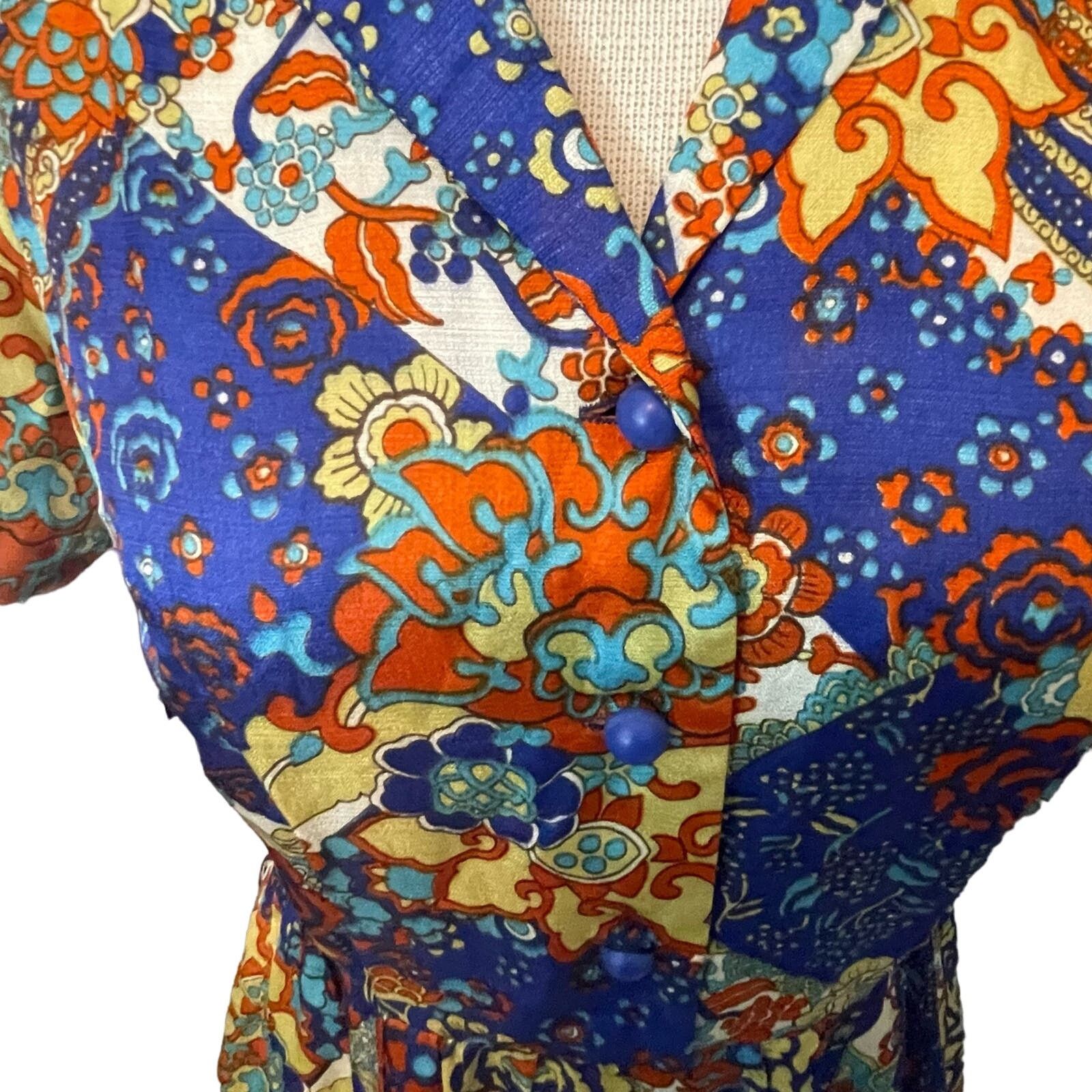 Vintage Vintage Floral Handmade Dress Retro 70s Button Front Medium Size M / US 6-8 / IT 42-44 - 3 Thumbnail