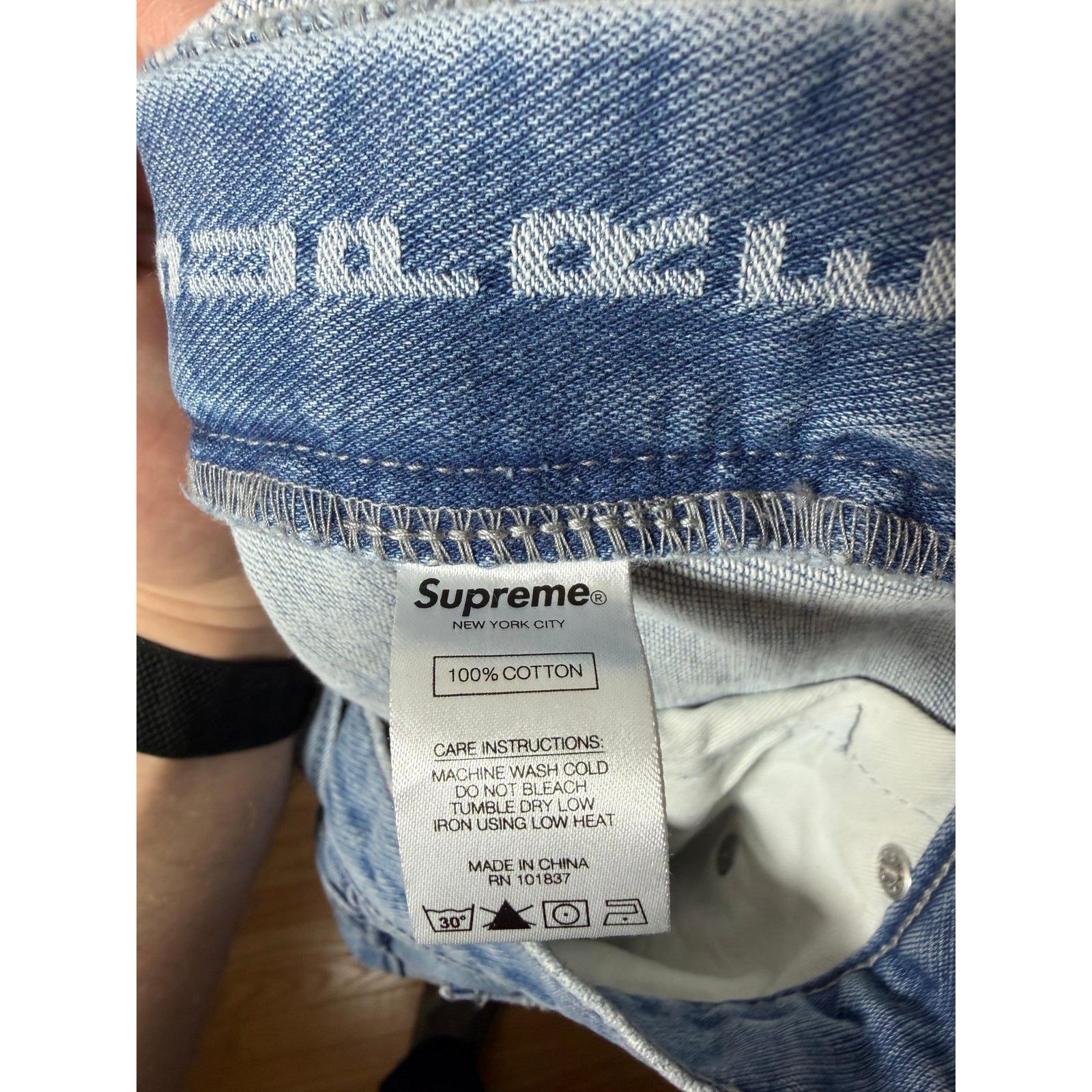 Supreme Supreme Logo Stripe Jacquard Regular Jean Blue Size US 32 / EU 48 - 6 Thumbnail