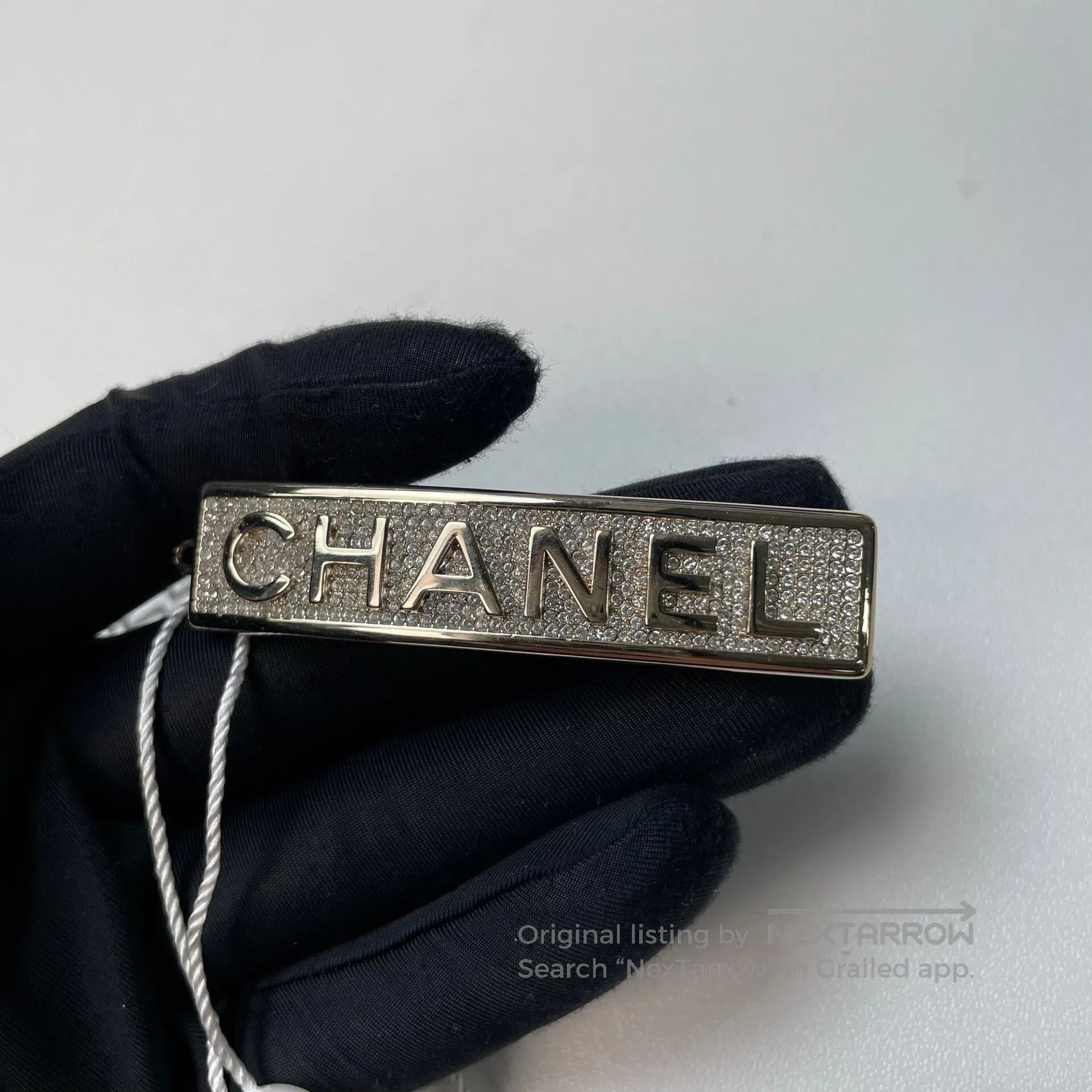 Chanel Chanel Logo hairpin with full diamonds, silver barrette| Size ONE SIZE - 1 Thumbnail