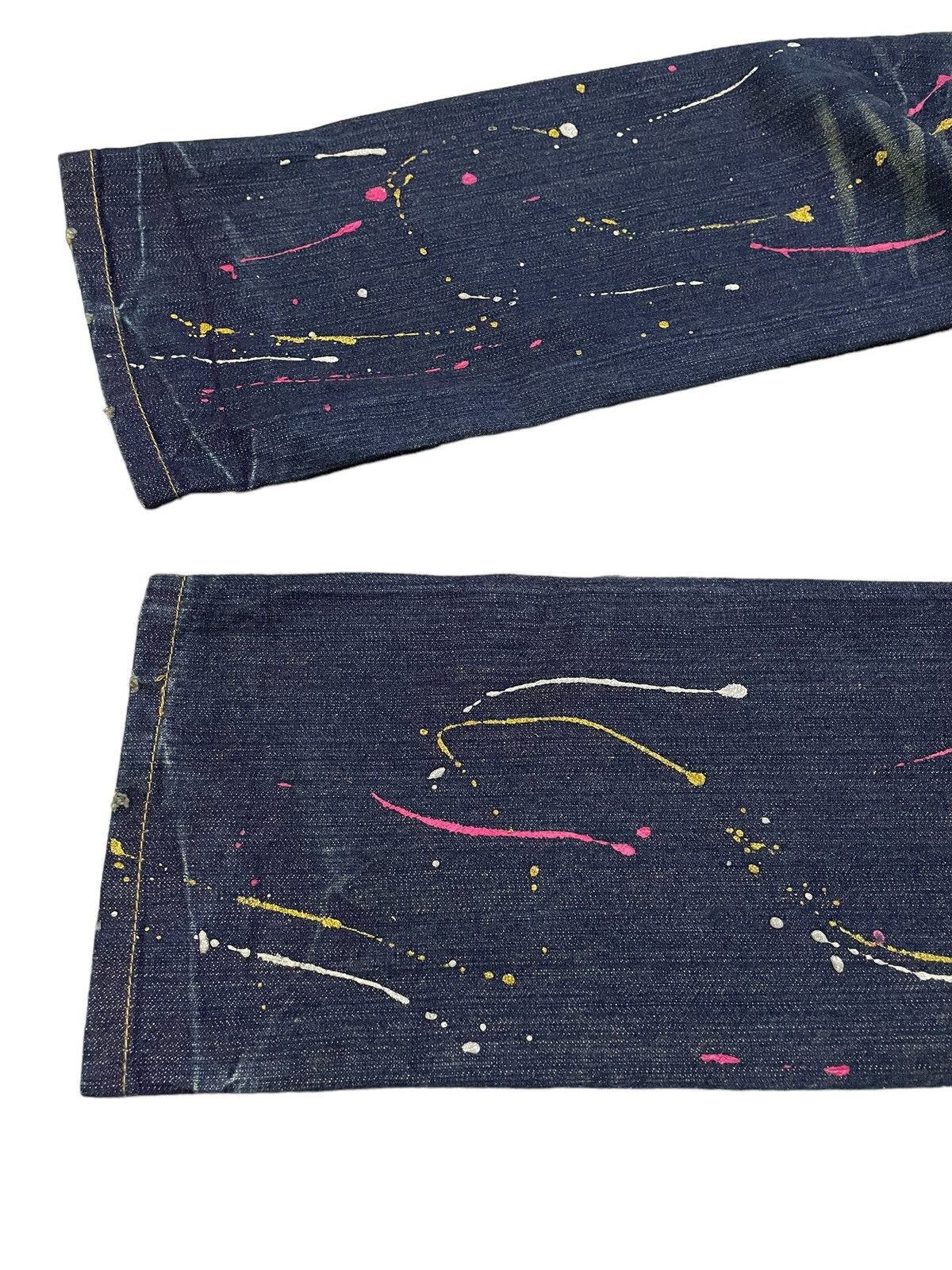 Point Loma Japan Patched Distressed Paint Splatter Jeans
