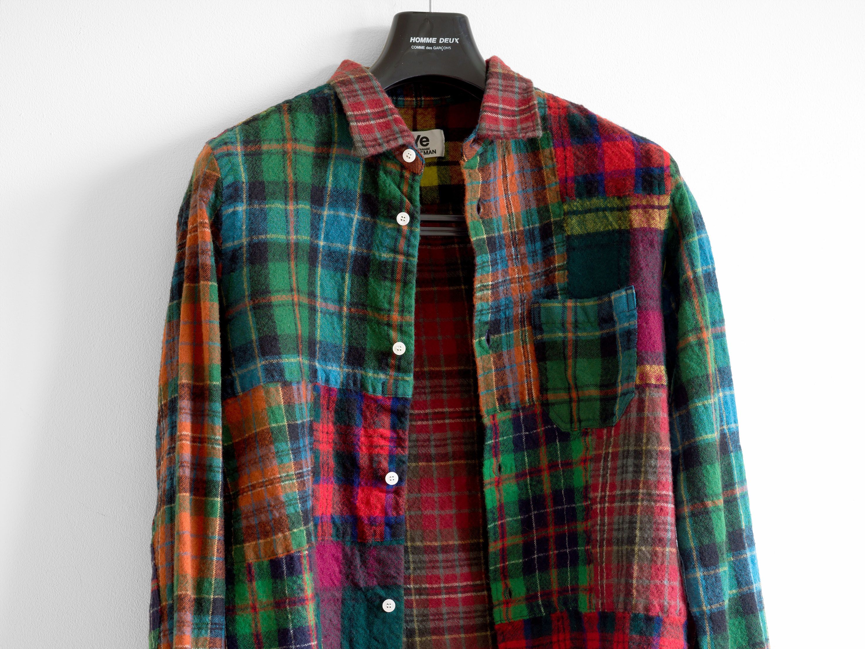 image of Eye Junya Watanabe Man Patchwork Wool Shirt, Men's (Size Medium)