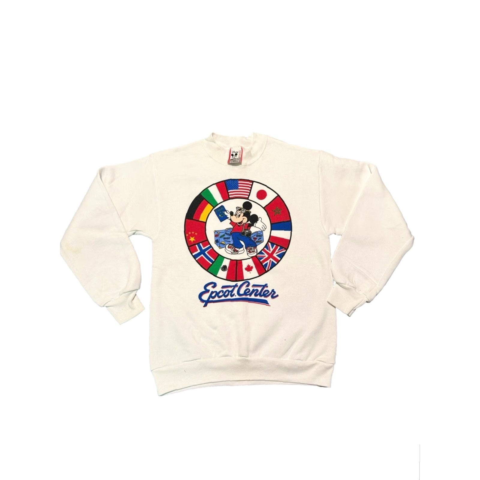 Disney VINTAGE Disney Designs Epcot Center Mickey Mouse Sweatshirt Regular Small Men White Cotton Blend Logo Crew Neck 80s Graphic Print Sweatshirt Size US S / EU 44-46 / 1 - 3 Thumbnail