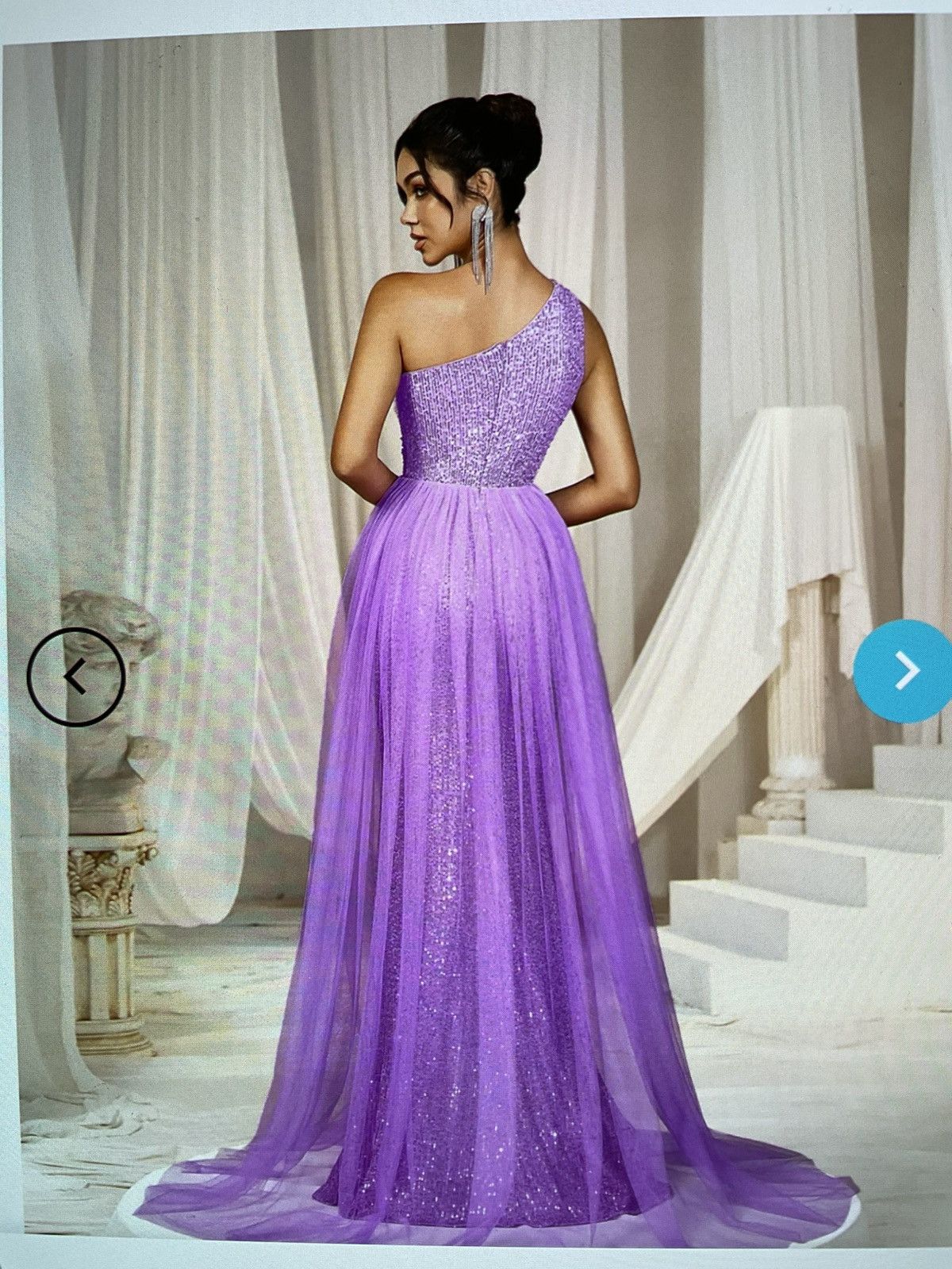 Other Elegant purple one shoulder evening gown w/ mesh overly Size 3XL / US 20-22 - 6 Thumbnail