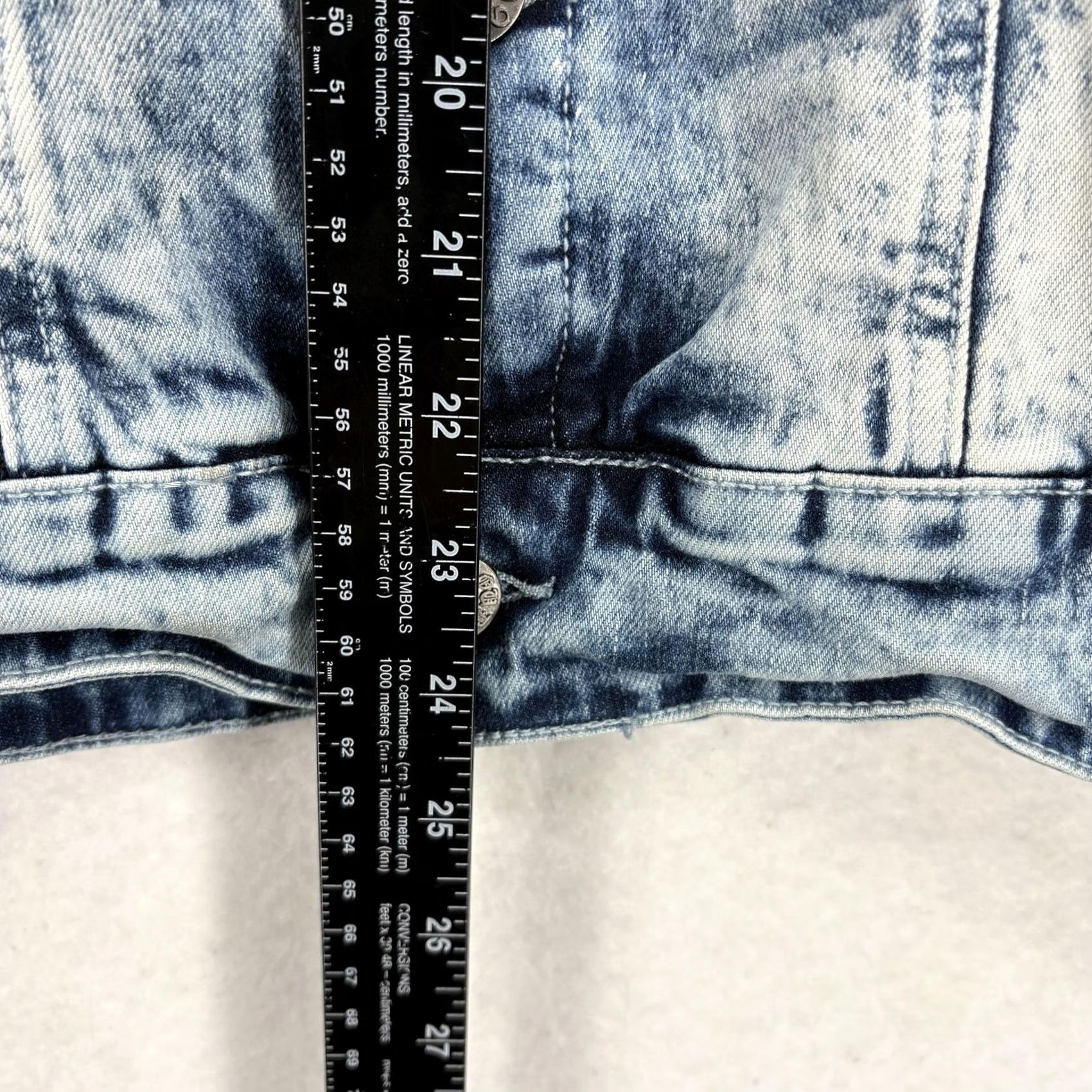 Denime KLOUD9 Denim Jacket Mens L Regular Blue Acid Wash Checkered Sleeve Streetwear Grunge Bomber Casual Fall Spring Jacket Mens Size US L / EU 52-54 / 3 - 7 Thumbnail