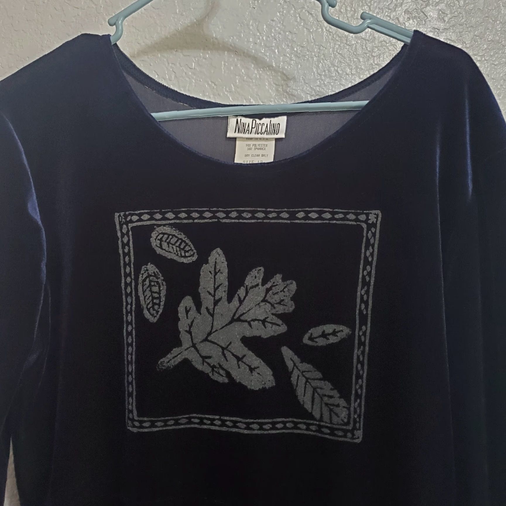 Vintage VINTAGE Nina Piccalino Velvet Maxi Dress Blue Long Sleeve Round Neck Empire Waist 12 Women Bohemian Nature Fall Winter Gently Pre-Owned Size XL / US 12-14 / IT 48-50 - 4 Thumbnail