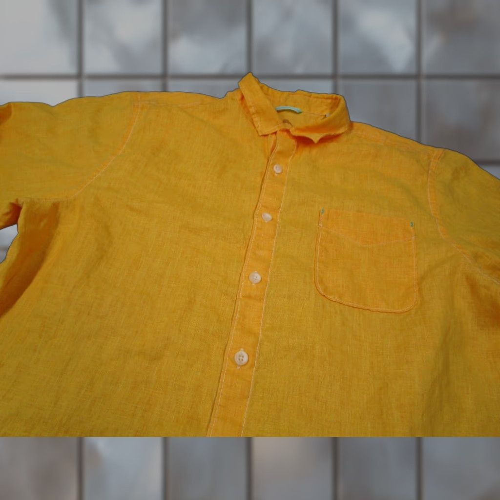 Tommy Bahama Tommy Bahama Men's Yellow Linen Long Sleeve Button Up Shirt XL Beach Classic Tropical Size US XL / EU 56 / 4 - 1 Thumbnail