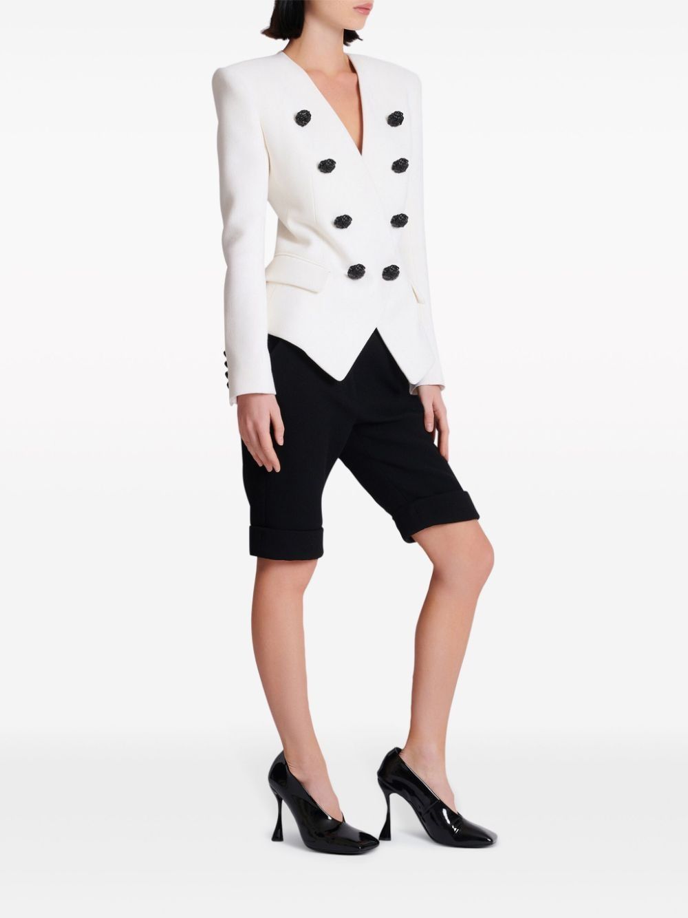 Balmain o1s1wg110825 Double Breasted Blazer in White Size XL / US 12-14 / IT 48-50 - 3 Thumbnail