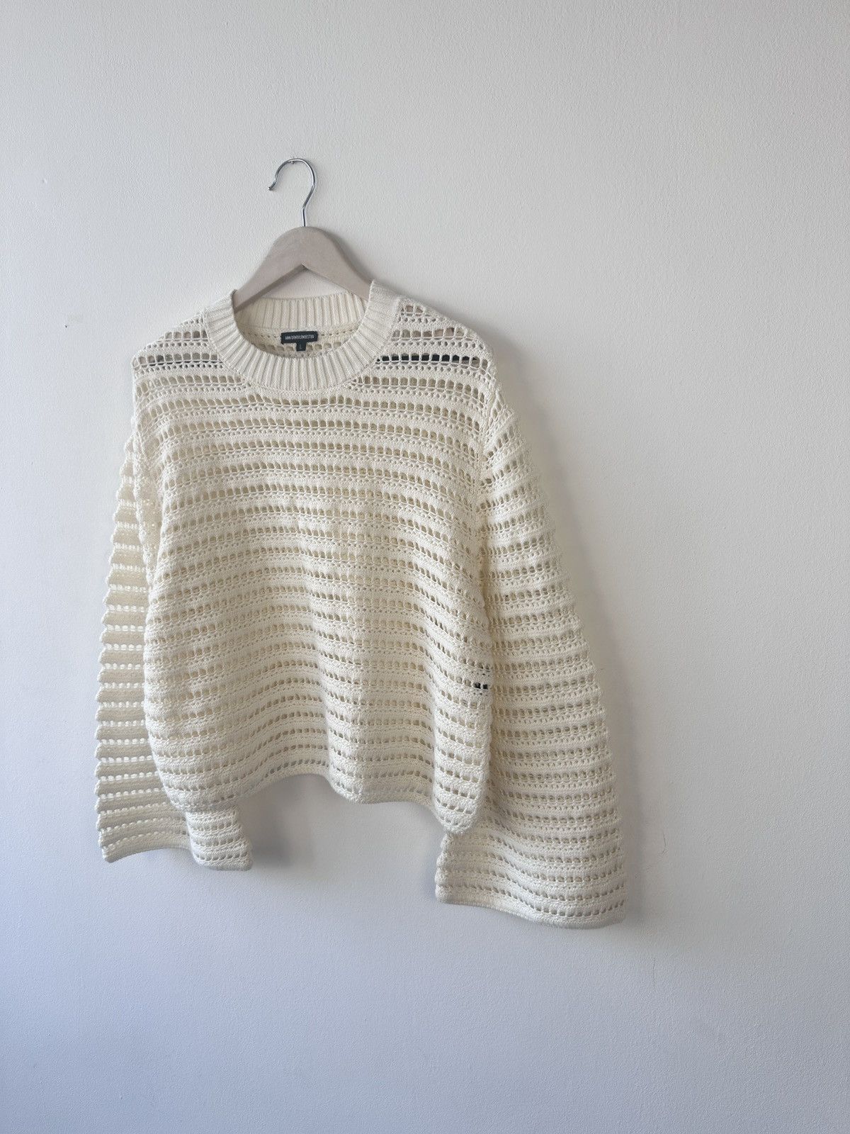 Ann Demeulemeester Ann Demeulemeester Ivory Crochet Knit Sweater L Mesh Archive Size L / US 10 / IT 46 - 4 Thumbnail