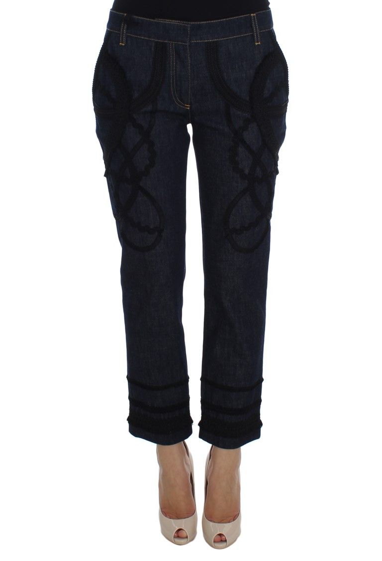 Embroidered Capri Jeans for Elegant Women's Styling